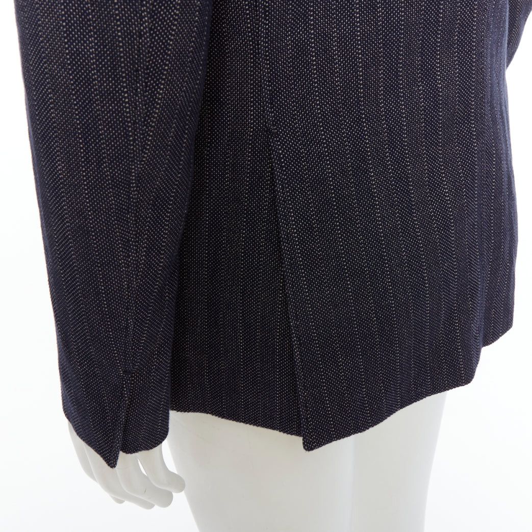 Jil Sander JIL SANDER navy cream cotton striped double breasted blazer IT48 M Size 48R - 7 Thumbnail