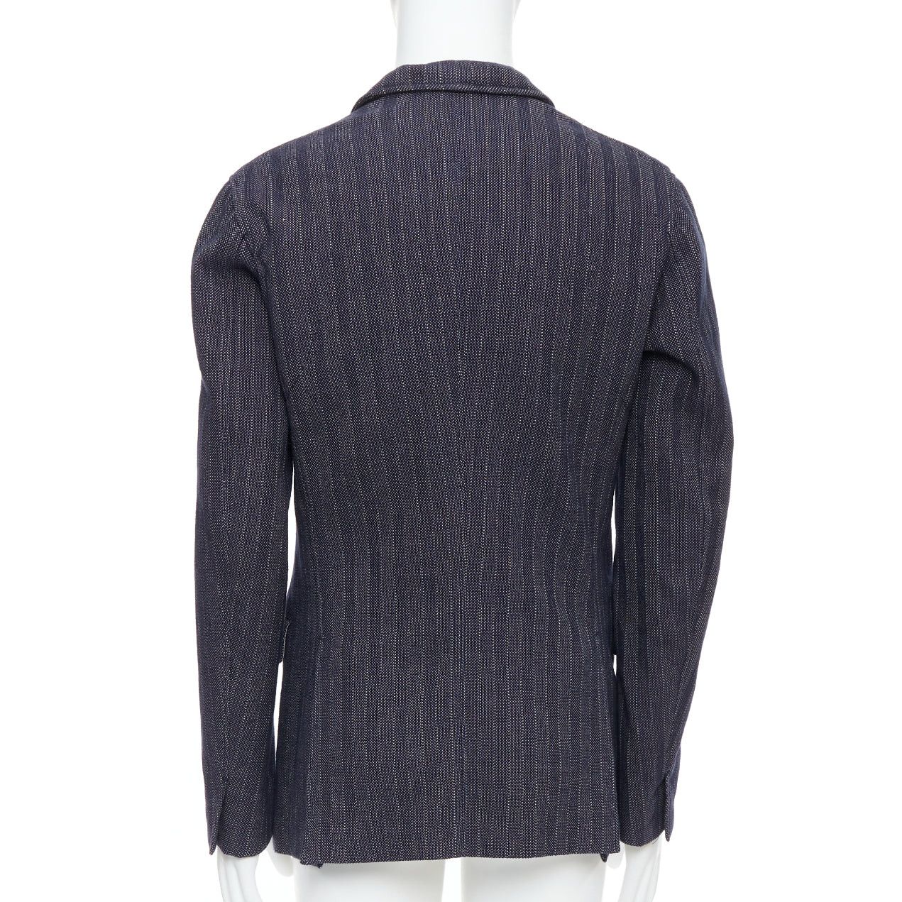 Jil Sander JIL SANDER navy cream cotton striped double breasted blazer IT48 M Size 48R - 5 Thumbnail