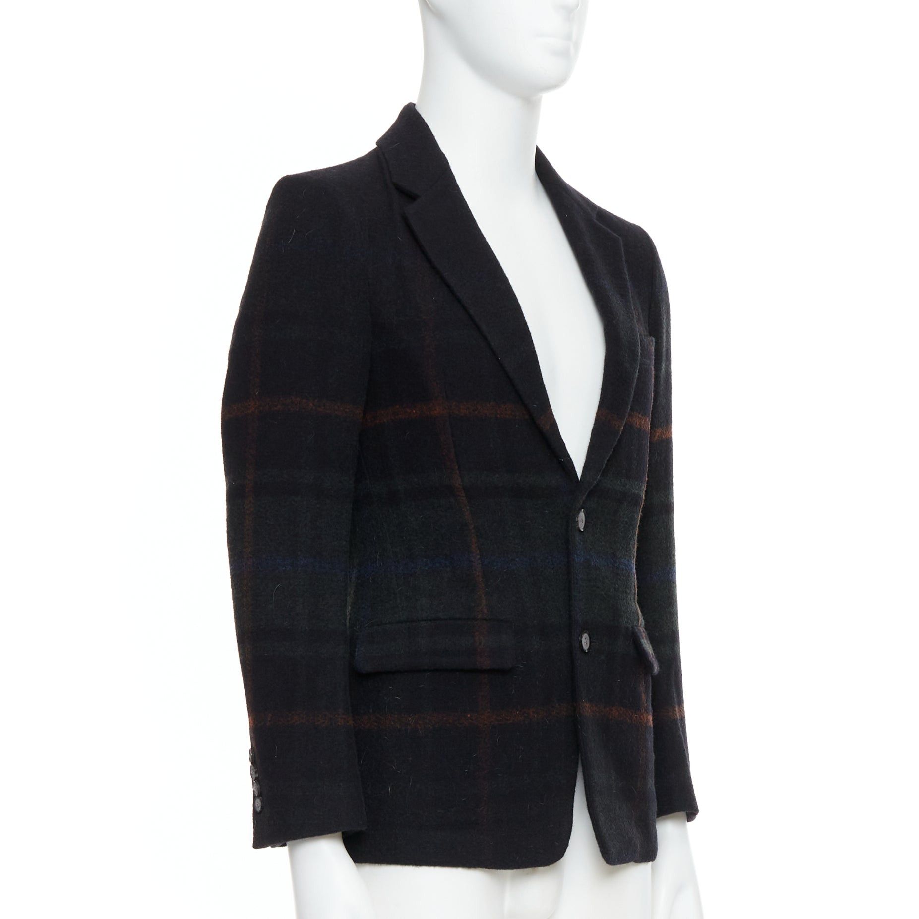 Tomorrowland TOMORROWLAND black red green tartan degrade wool blazer jacket IT46 S Size 46R - 3 Thumbnail