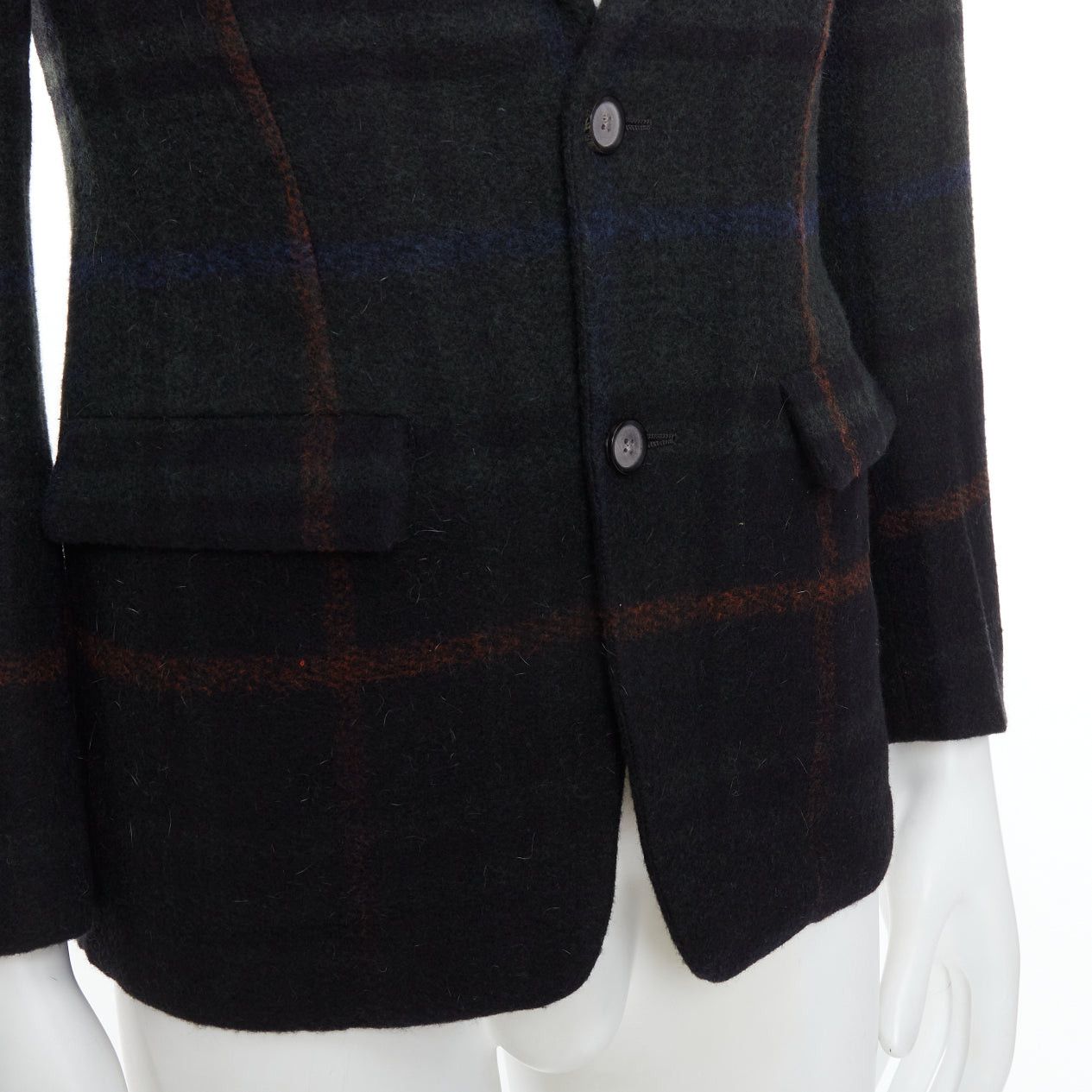 Tomorrowland TOMORROWLAND black red green tartan degrade wool blazer jacket IT46 S Size 46R - 7 Thumbnail