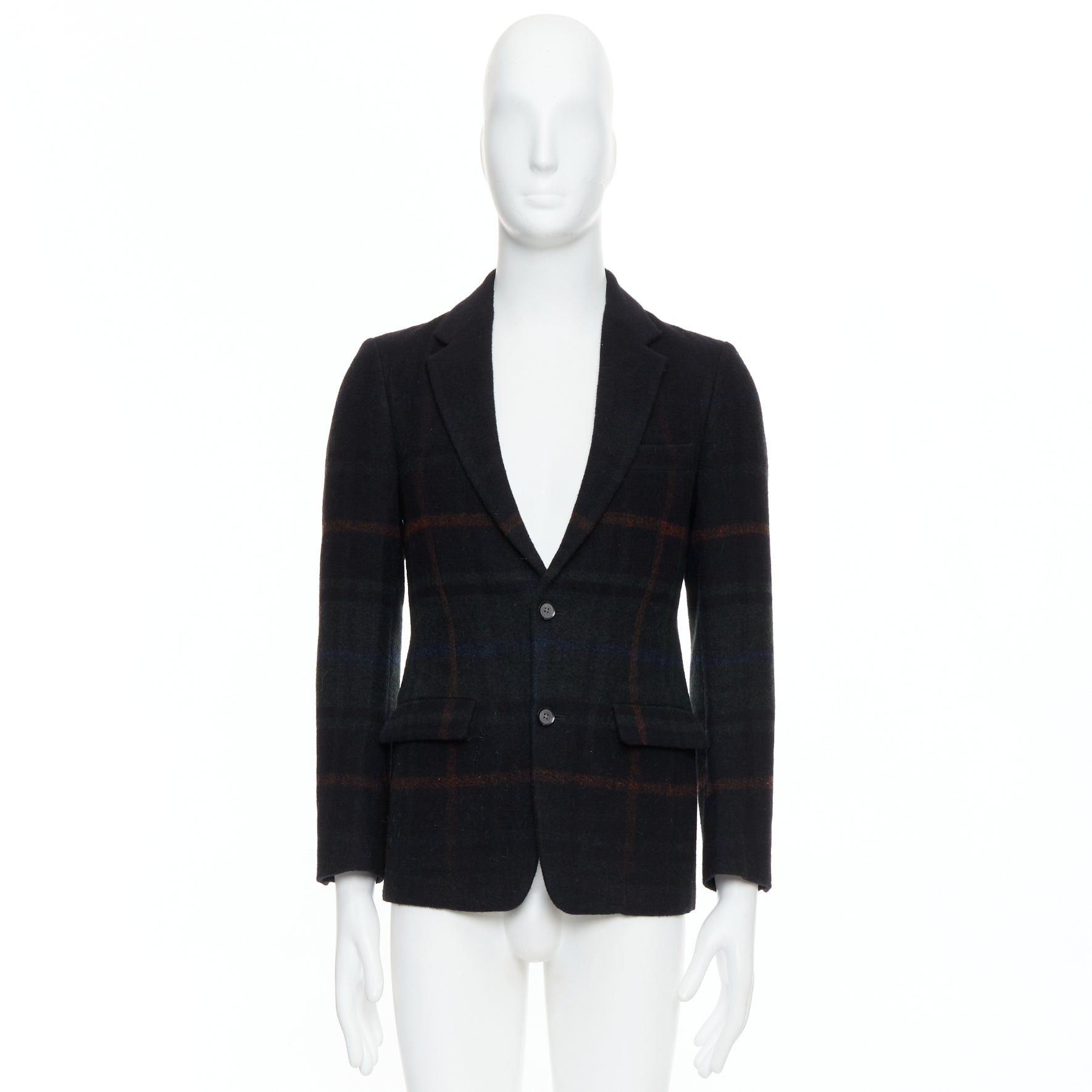 Tomorrowland TOMORROWLAND black red green tartan degrade wool blazer jacket IT46 S Size 46R - 10 Thumbnail