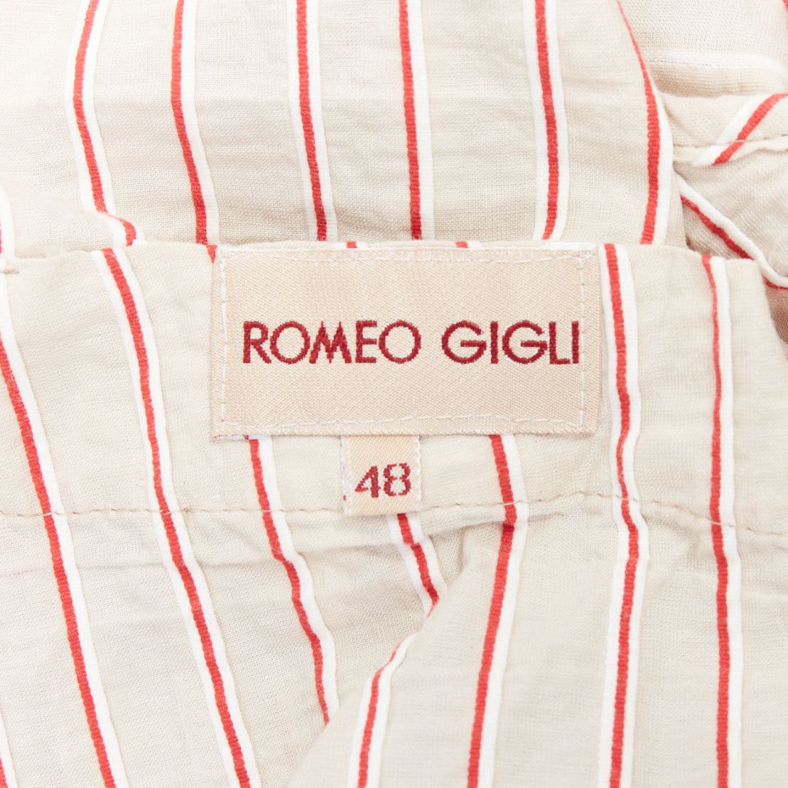Romeo Gigli ROMEO GIGLI red beige cotton striped applique slim blazer IT48 M Size 48R - 9 Thumbnail