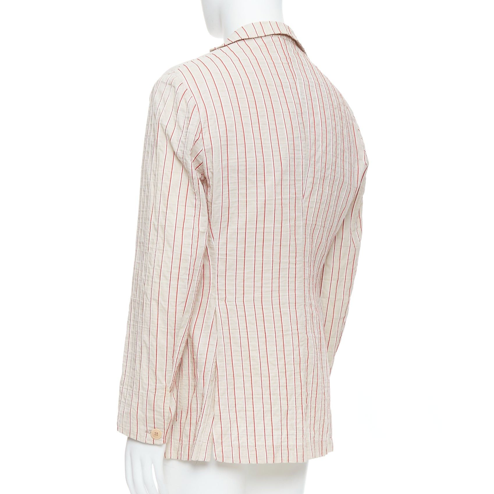 Romeo Gigli ROMEO GIGLI red beige cotton striped applique slim blazer IT48 M Size 48R - 6 Thumbnail