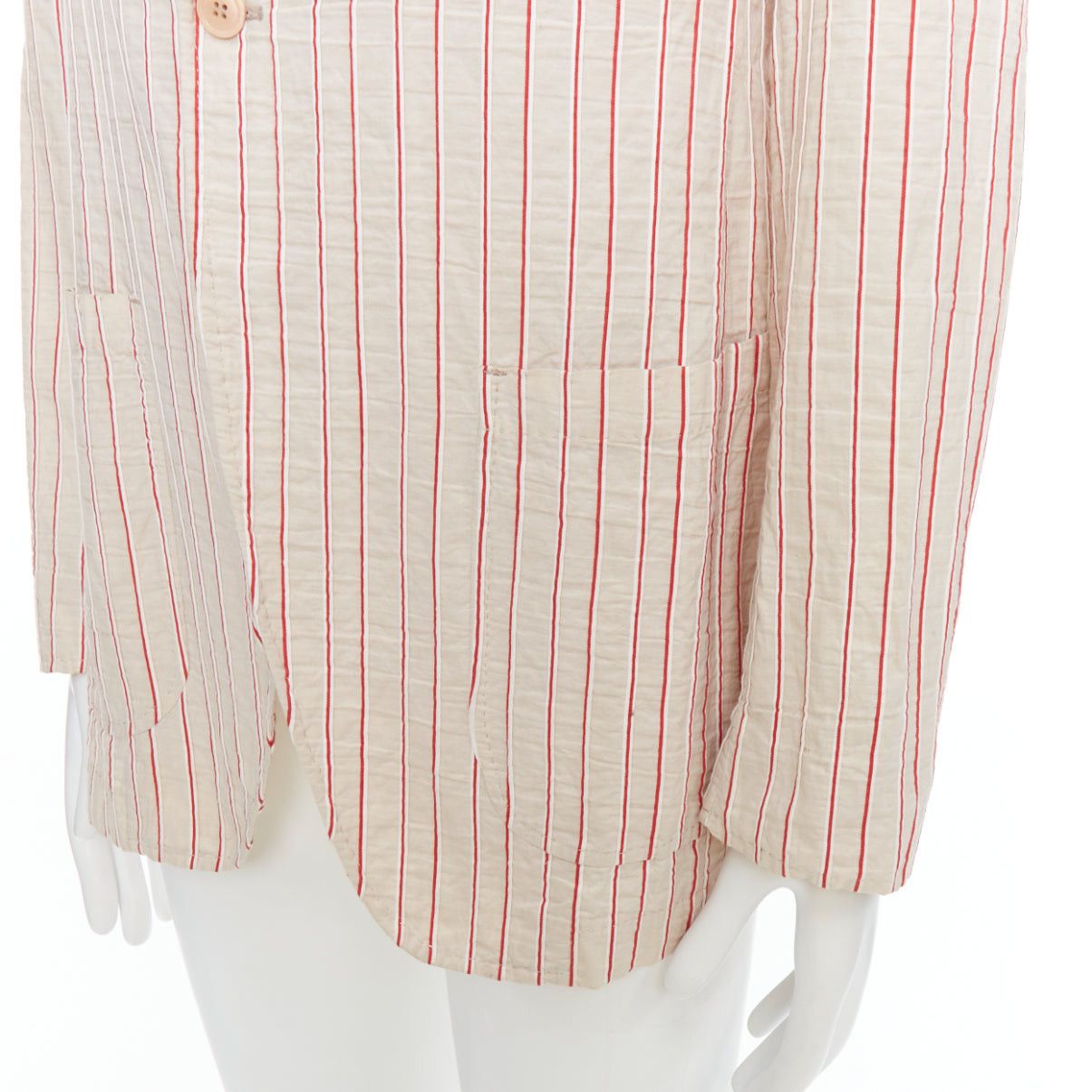 Romeo Gigli ROMEO GIGLI red beige cotton striped applique slim blazer IT48 M Size 48R - 7 Thumbnail