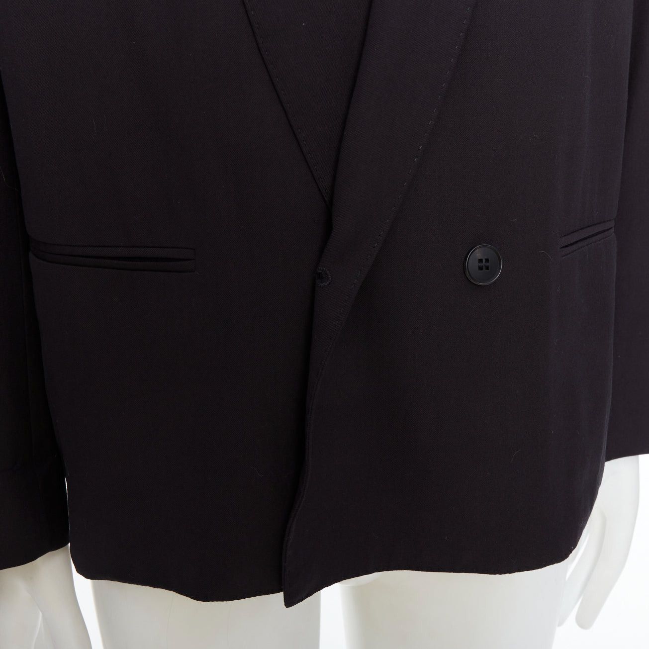 Lemaire CHRISTOPHE LEMAIRE black virgin wool cotton shawl collar crop blazer Sz3 M Size 50R - 2 Thumbnail