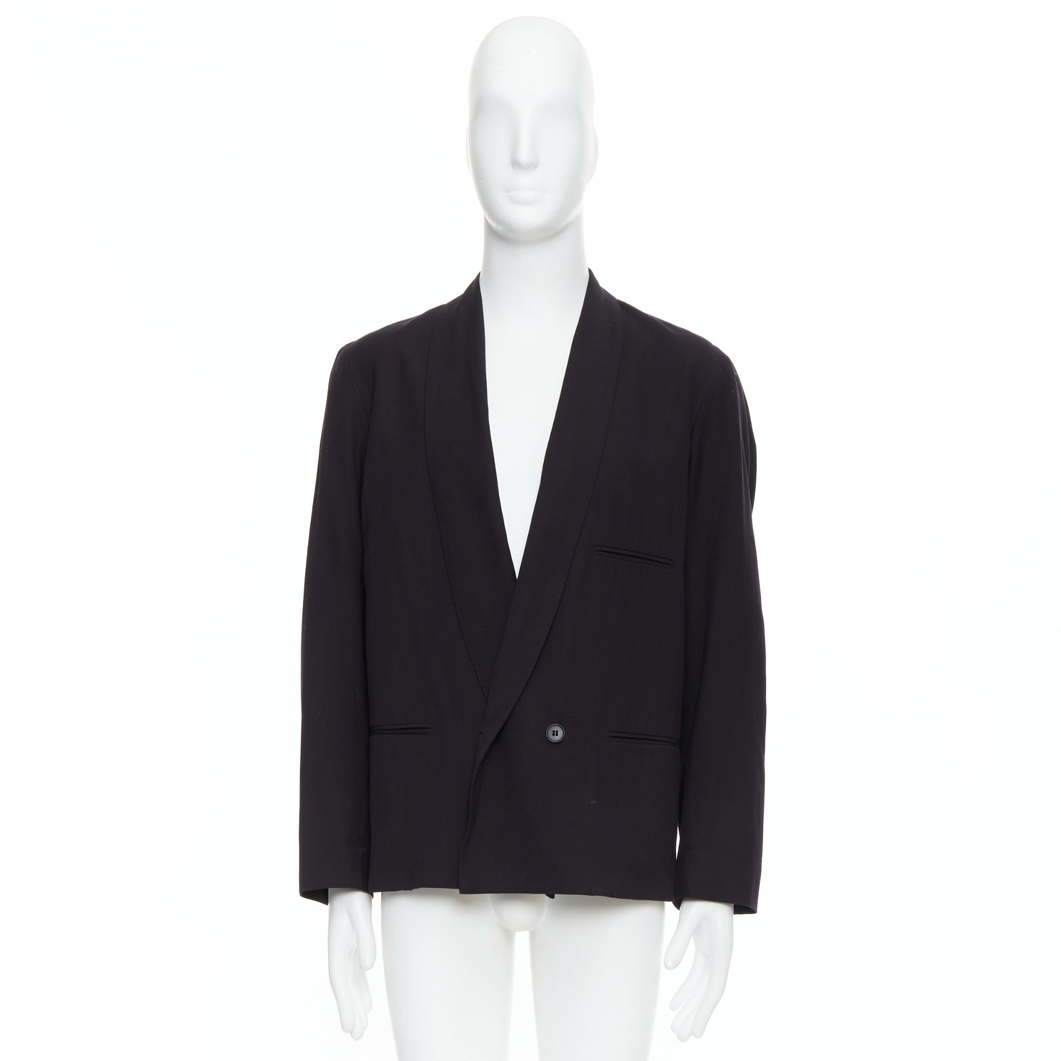 Lemaire CHRISTOPHE LEMAIRE black virgin wool cotton shawl collar crop blazer Sz3 M Size 50R - 9 Thumbnail
