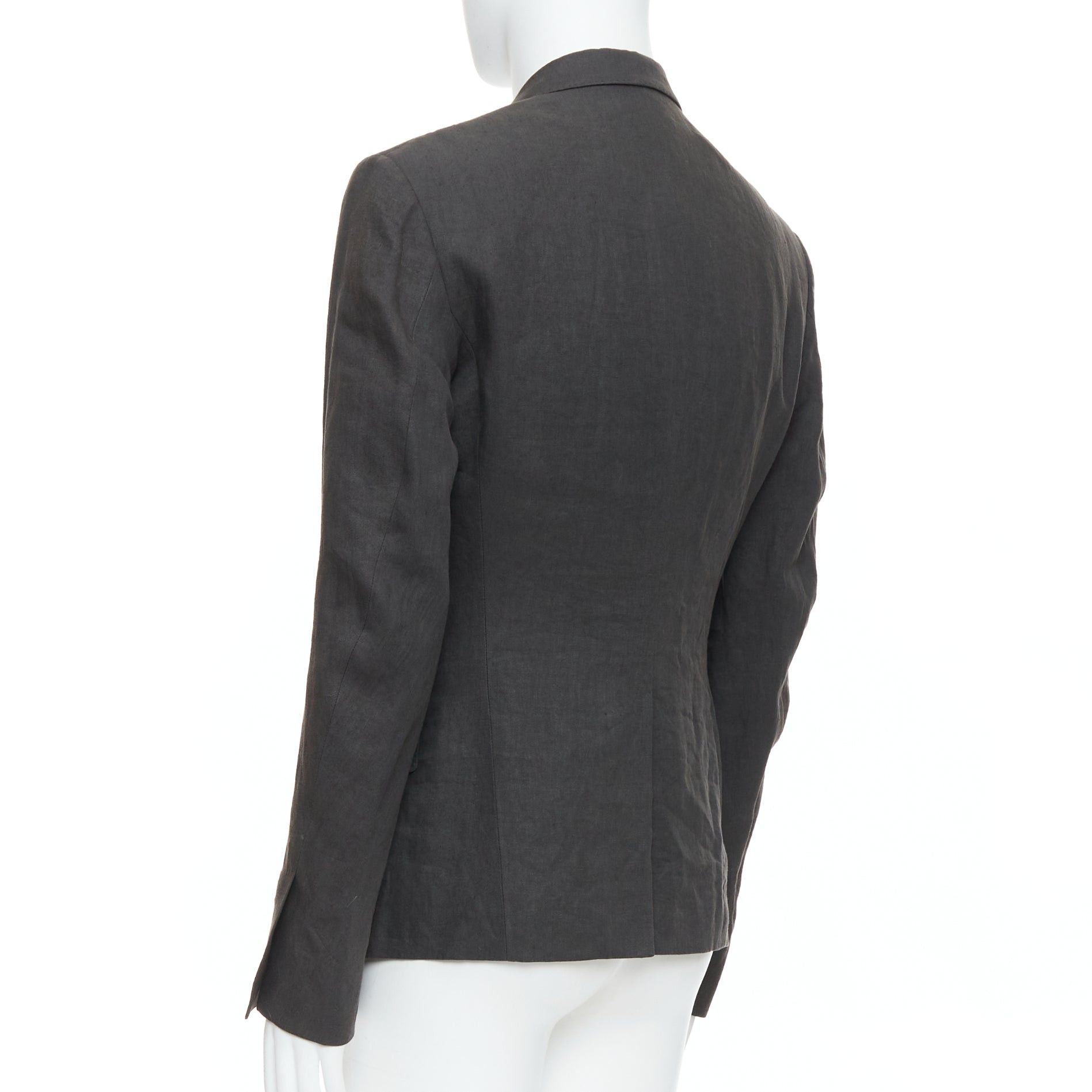 Haider Ackermann HAIDER ACKERMANN 100% linen grey double breasted blazer jacket S Size 46R - 6 Thumbnail