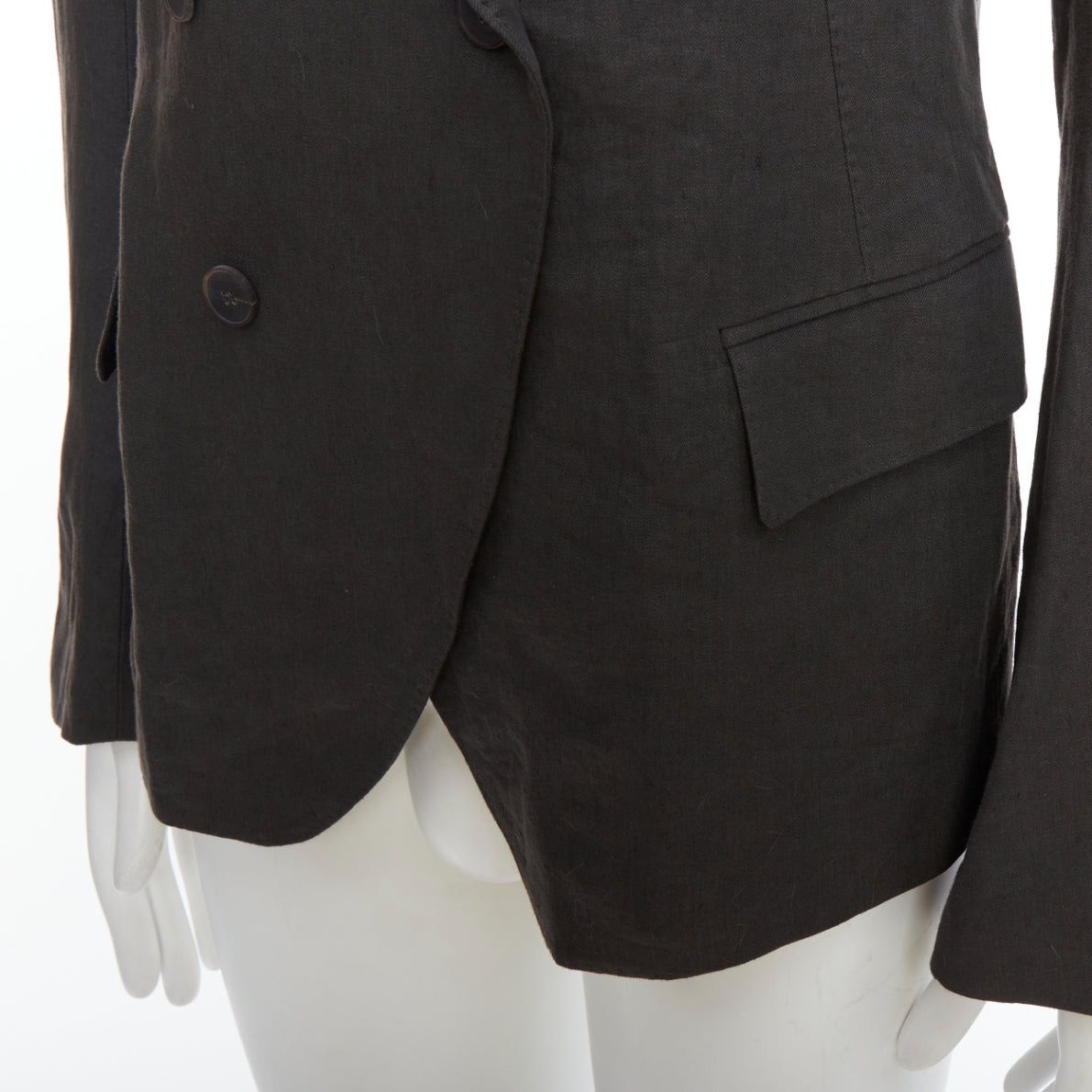 Haider Ackermann HAIDER ACKERMANN 100% linen grey double breasted blazer jacket S Size 46R - 7 Thumbnail