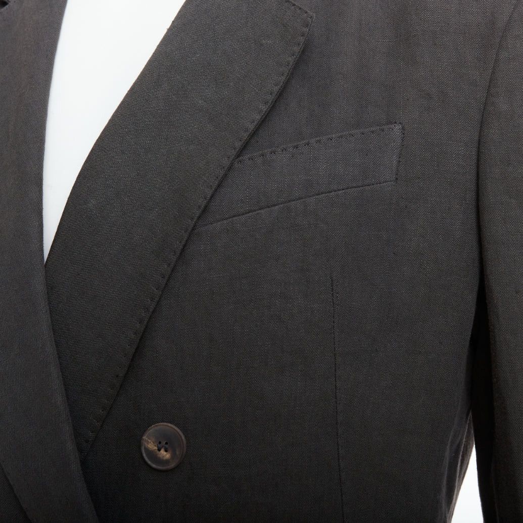 Haider Ackermann HAIDER ACKERMANN 100% linen grey double breasted blazer jacket S Size 46R - 2 Thumbnail
