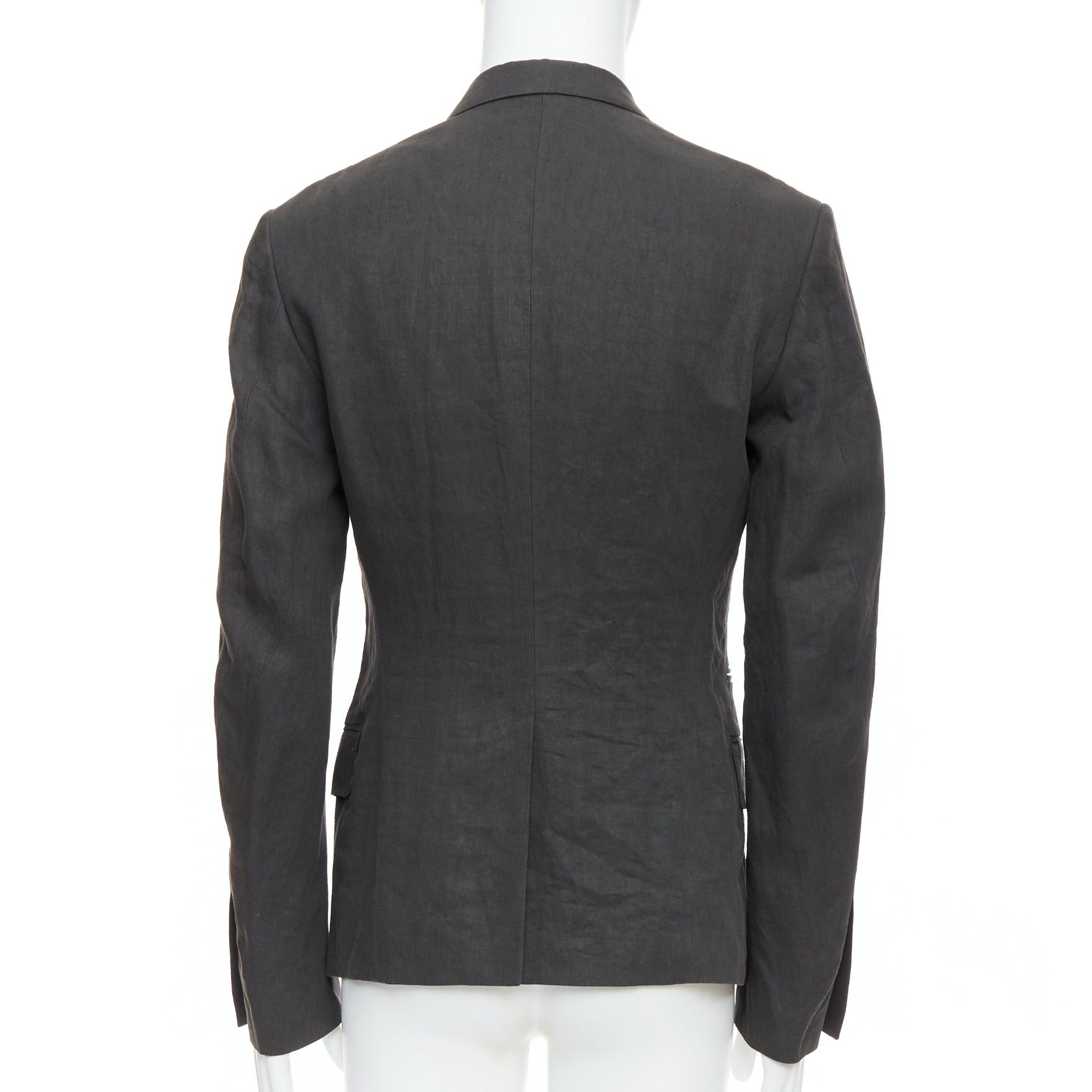 Haider Ackermann HAIDER ACKERMANN 100% linen grey double breasted blazer jacket S Size 46R - 5 Thumbnail