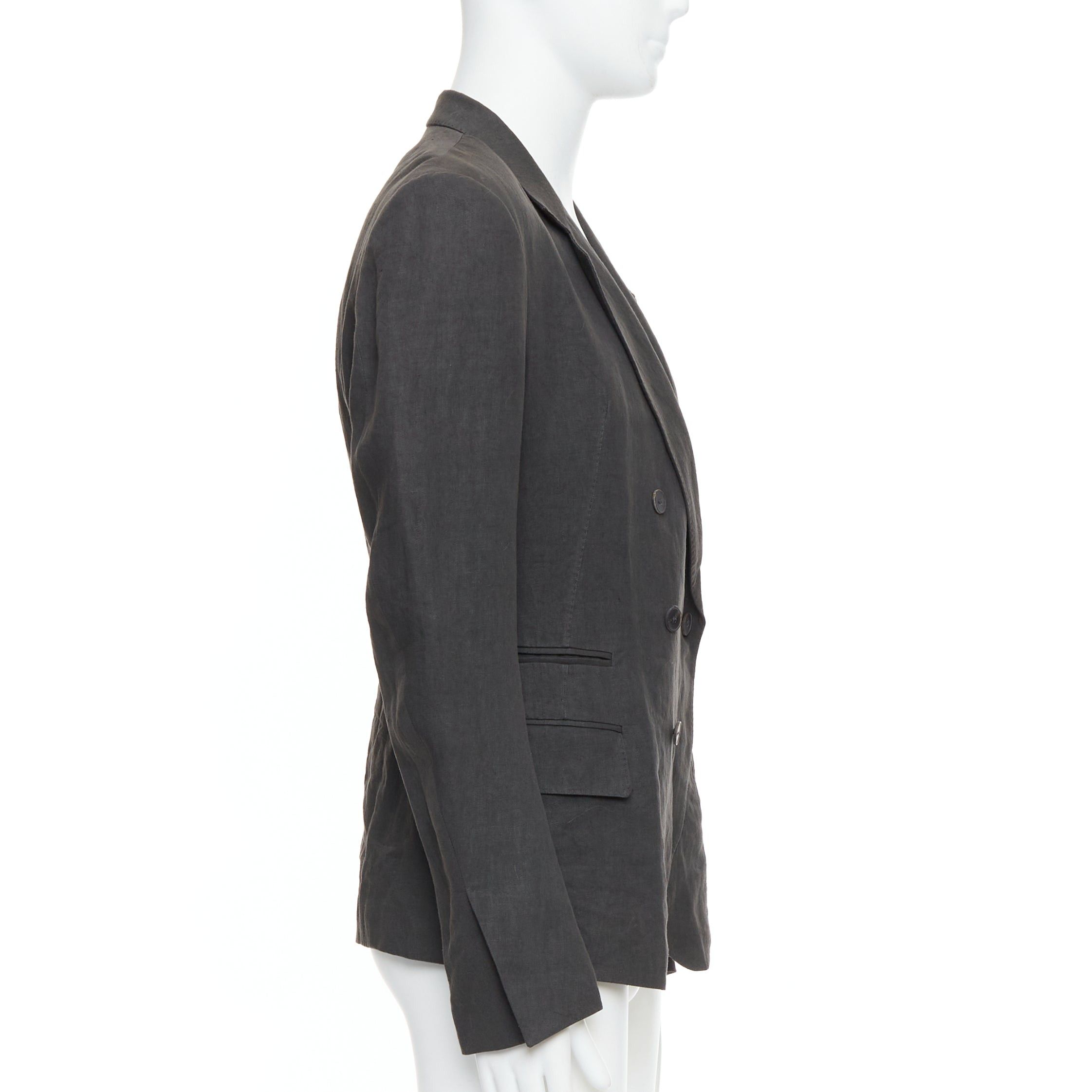 Haider Ackermann HAIDER ACKERMANN 100% linen grey double breasted blazer jacket S Size 46R - 4 Thumbnail