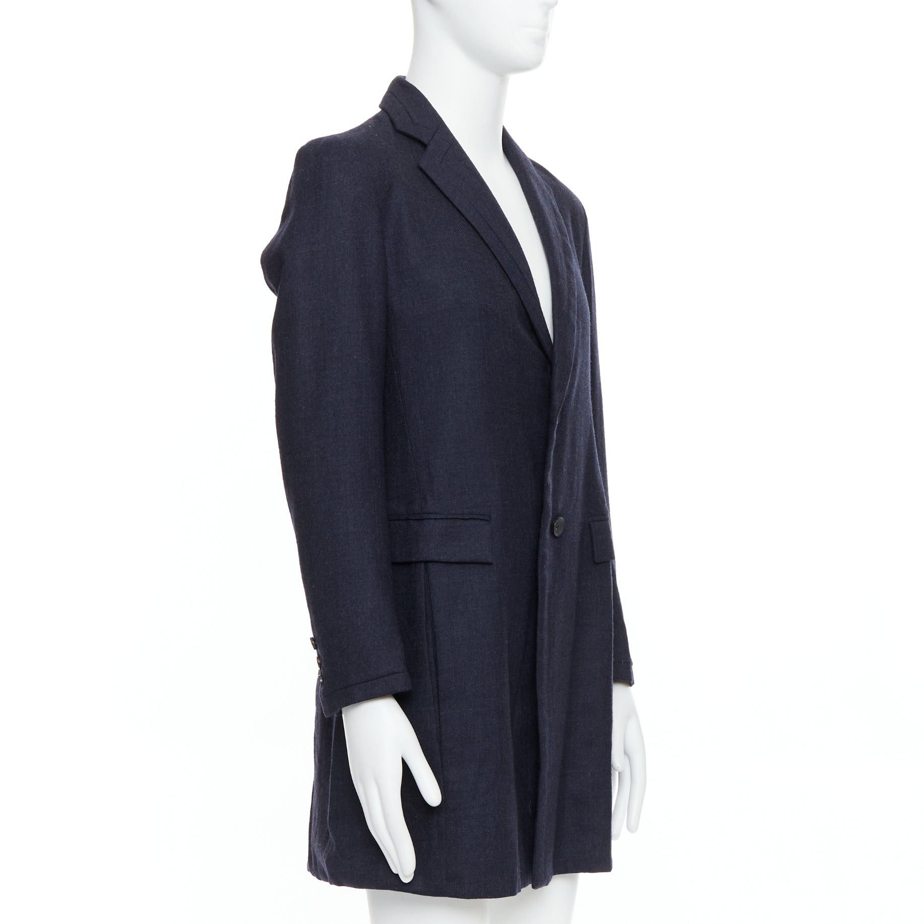 Giuliano Fujiwara GIULIANO FUJIWARA 100% wool navy panelled lapel long coat IT46 S Size US S / EU 44-46 / 1 - 3 Thumbnail