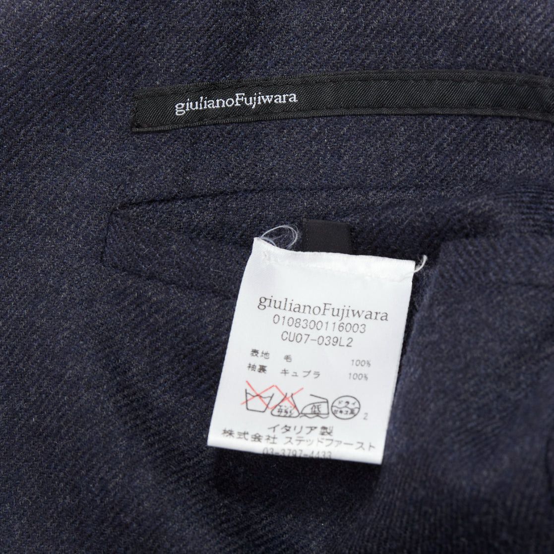 Giuliano Fujiwara GIULIANO FUJIWARA 100% wool navy panelled lapel long coat IT46 S Size US S / EU 44-46 / 1 - 8 Thumbnail