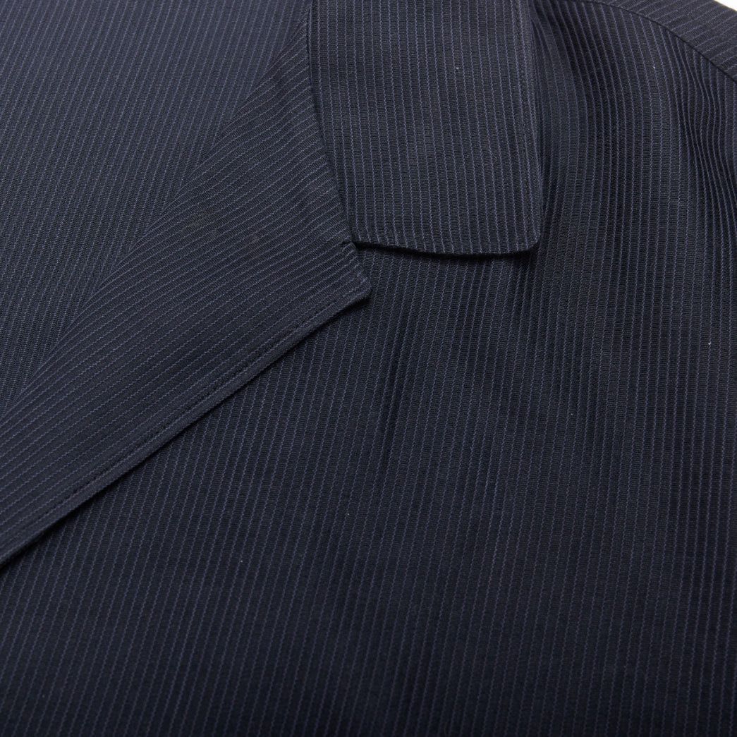 Yohji Yamamoto YOHJI YAMAMOTO navy soft fabric stripe lightweight cropped blazer S Size 52R - 2 Thumbnail