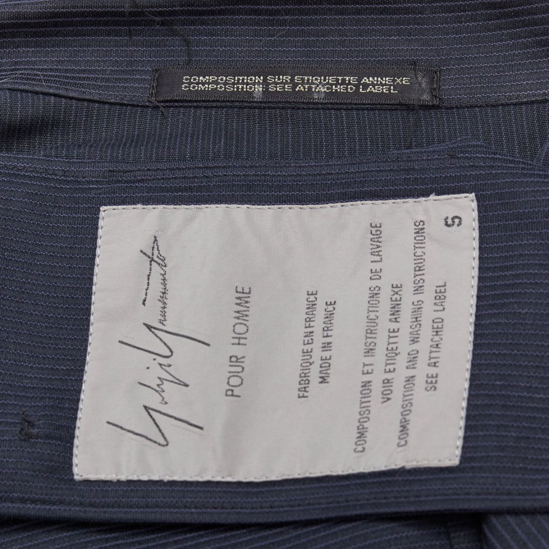 Yohji Yamamoto YOHJI YAMAMOTO navy soft fabric stripe lightweight cropped blazer S Size 52R - 7 Thumbnail