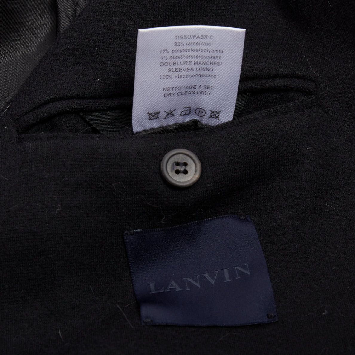 Lanvin LANVIN black navy bicolour wool blend pocketed blazer jacket FR44 XS Size 46R - 8 Thumbnail