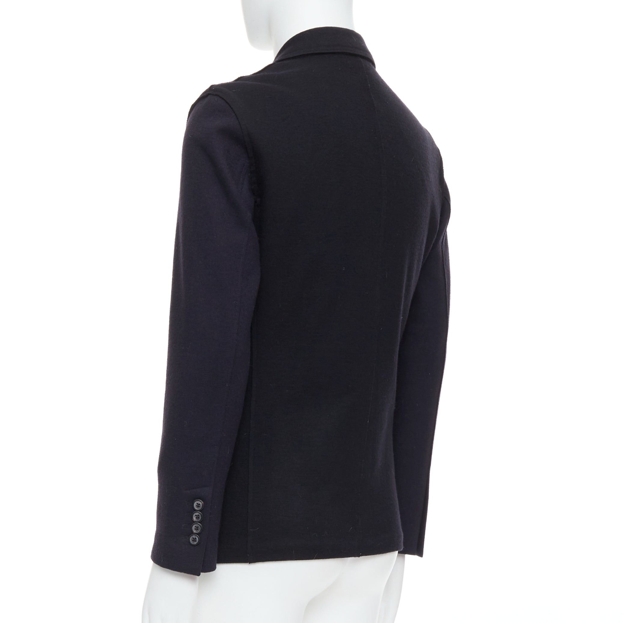 Lanvin LANVIN black navy bicolour wool blend pocketed blazer jacket FR44 XS Size 46R - 6 Thumbnail