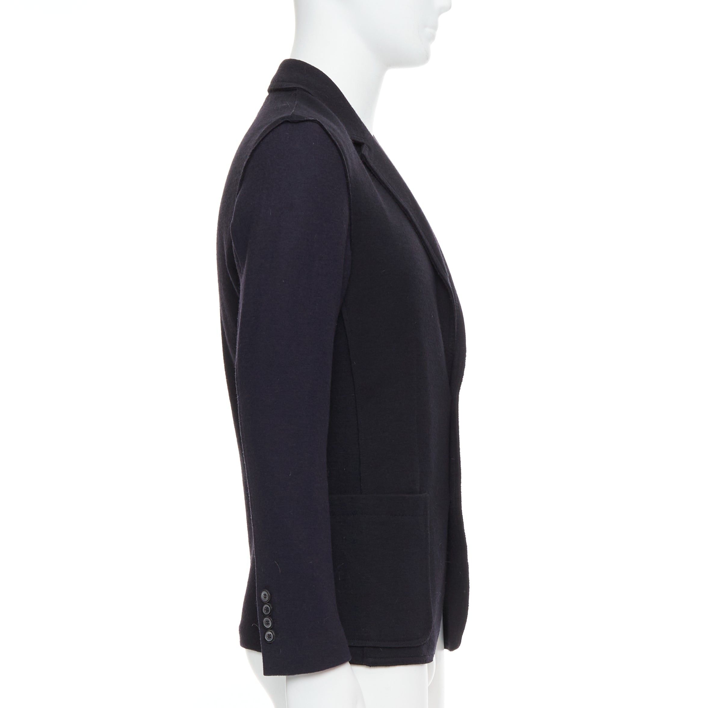 Lanvin LANVIN black navy bicolour wool blend pocketed blazer jacket FR44 XS Size 46R - 4 Thumbnail