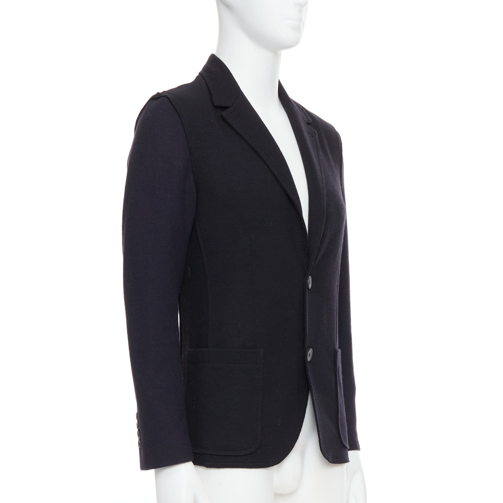Lanvin LANVIN black navy bicolour wool blend pocketed blazer jacket FR44 XS Size 46R - 3 Thumbnail