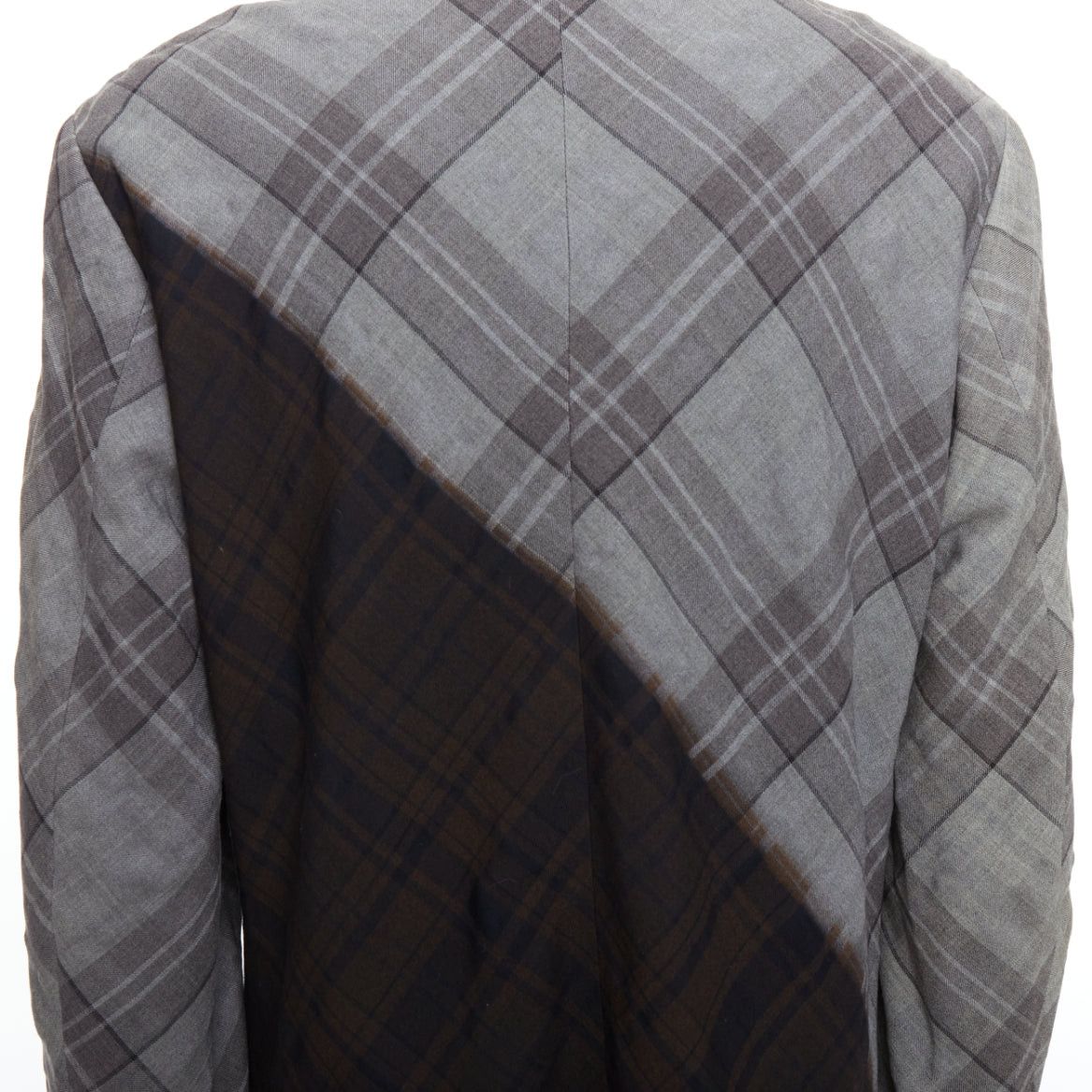 Yohji Yamamoto YOHJI YAMAMOTO Bleached grey brown gradient check print blazer JP2 M Size 48R - 7 Thumbnail