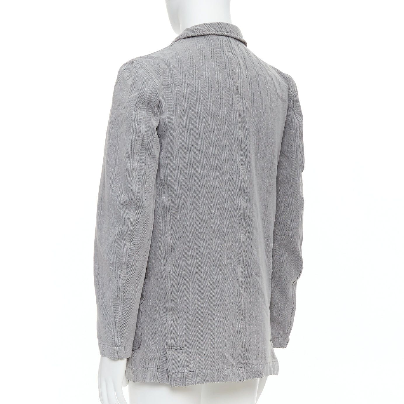 Comme des Garcons COMME DES GARCONS HOMME PLUS 1999 grey crinkle effect 3 pocket blazer M Size 48R - 6 Thumbnail