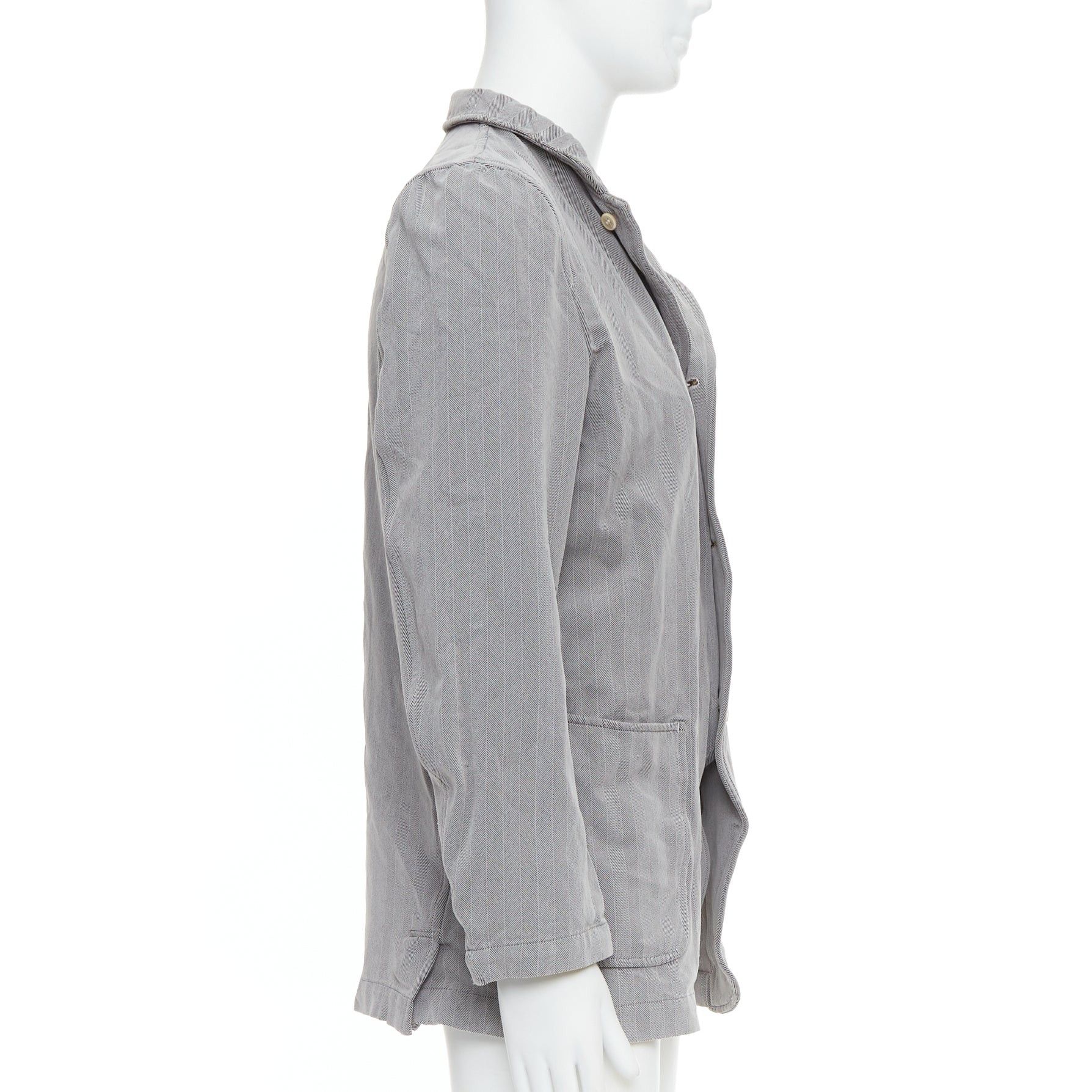Comme des Garcons COMME DES GARCONS HOMME PLUS 1999 grey crinkle effect 3 pocket blazer M Size 48R - 4 Thumbnail