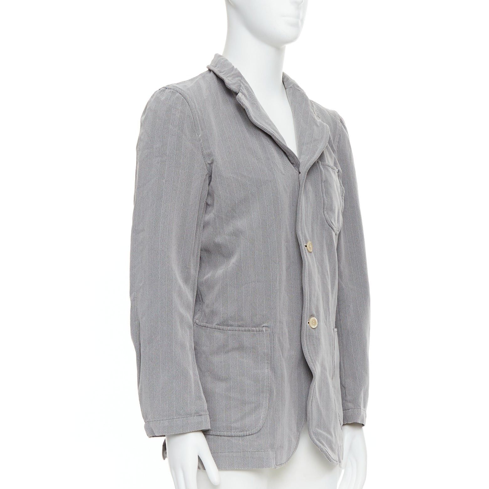Comme des Garcons COMME DES GARCONS HOMME PLUS 1999 grey crinkle effect 3 pocket blazer M Size 48R - 3 Thumbnail