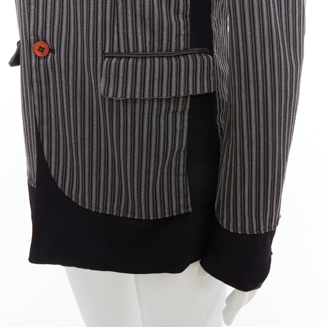 Comme des Garcons COMME DES GARCONS HOMME PLUS Evergreen grey black striped layered blazer M Size 48R - 2 Thumbnail
