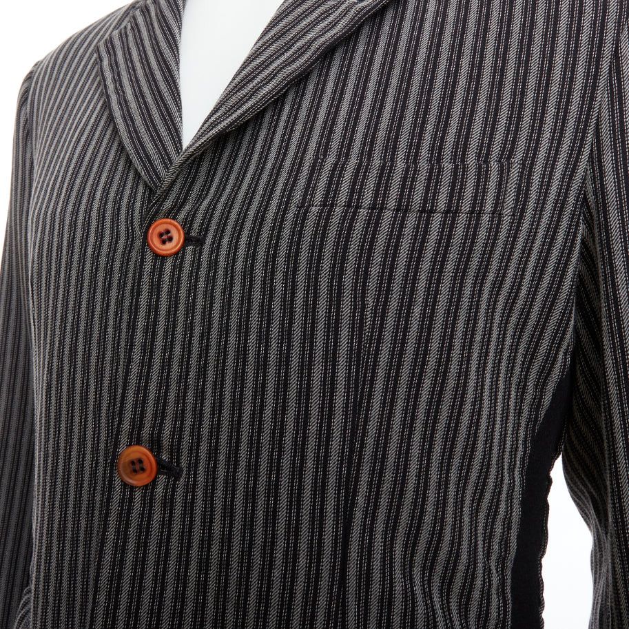 Comme des Garcons COMME DES GARCONS HOMME PLUS Evergreen grey black striped layered blazer M Size 48R - 7 Thumbnail