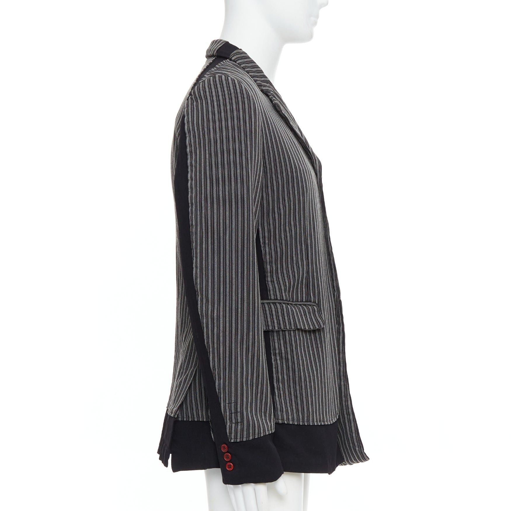 Comme des Garcons COMME DES GARCONS HOMME PLUS Evergreen grey black striped layered blazer M Size 48R - 4 Thumbnail