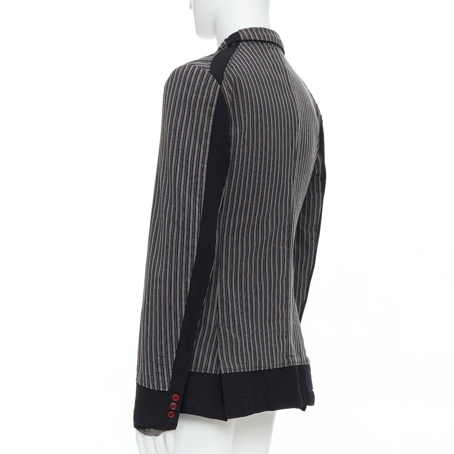 Comme des Garcons COMME DES GARCONS HOMME PLUS Evergreen grey black striped layered blazer M Size 48R - 6 Thumbnail