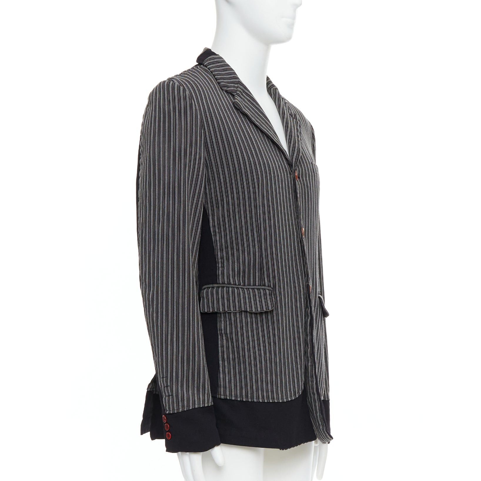Comme des Garcons COMME DES GARCONS HOMME PLUS Evergreen grey black striped layered blazer M Size 48R - 3 Thumbnail