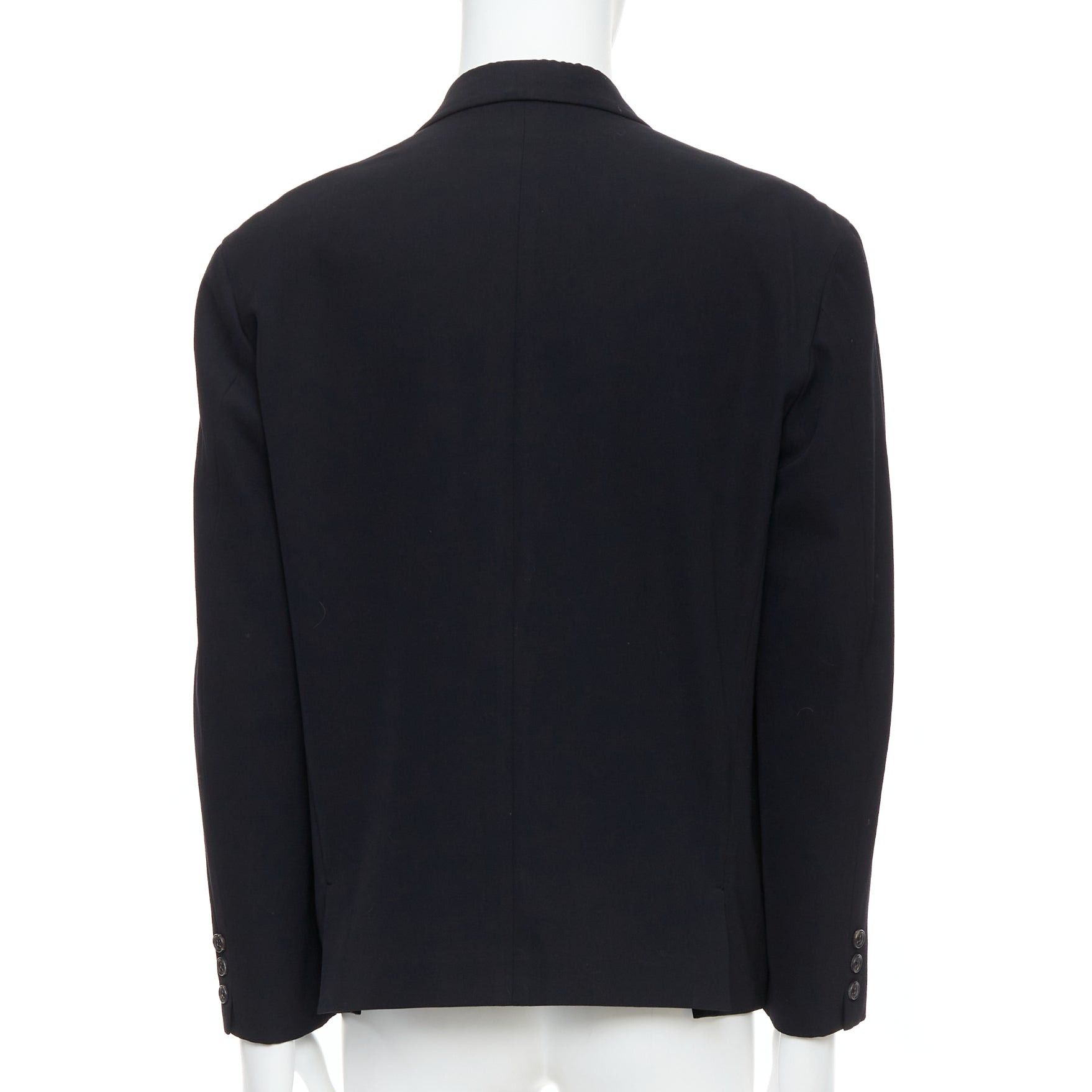Yohji Yamamoto YOHJI YAMAMOTO black wool shoulder padded oversized boxy blazer M Size 48R - 5 Thumbnail