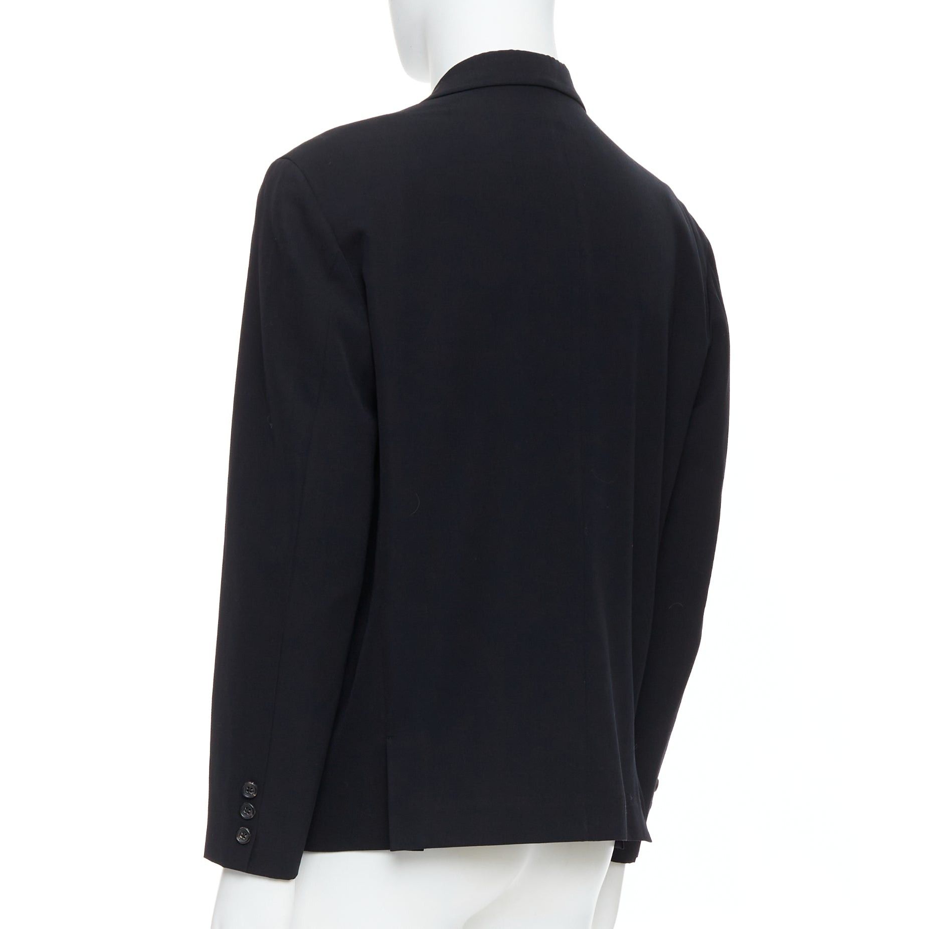 Yohji Yamamoto YOHJI YAMAMOTO black wool shoulder padded oversized boxy blazer M Size 48R - 6 Thumbnail