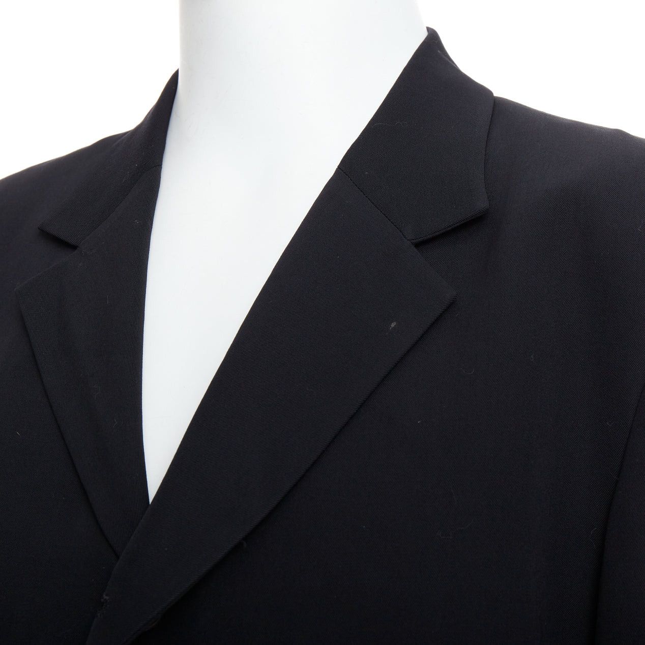 Yohji Yamamoto YOHJI YAMAMOTO black wool shoulder padded oversized boxy blazer M Size 48R - 7 Thumbnail