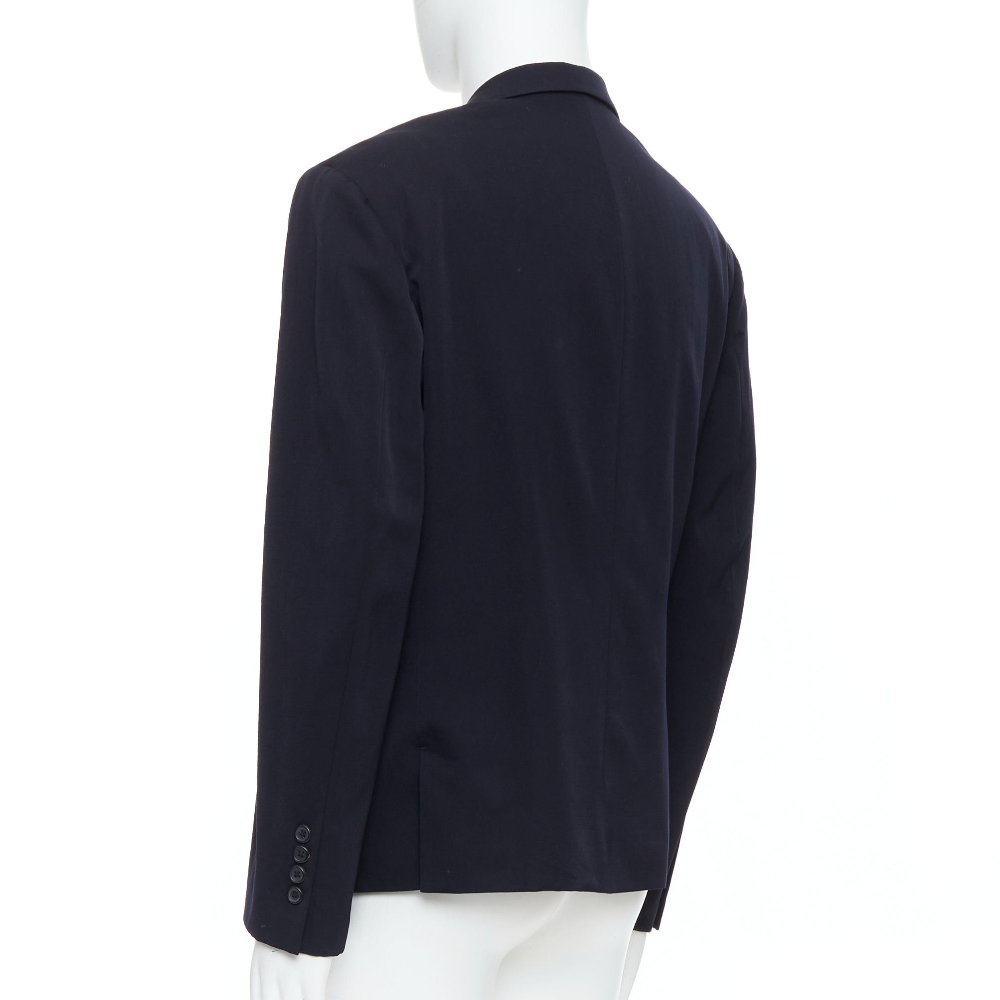 Yohji Yamamoto YOHJI YAMAMOTO black 100% wool double collar deconstructed blazer S Size 46R - 7 Thumbnail