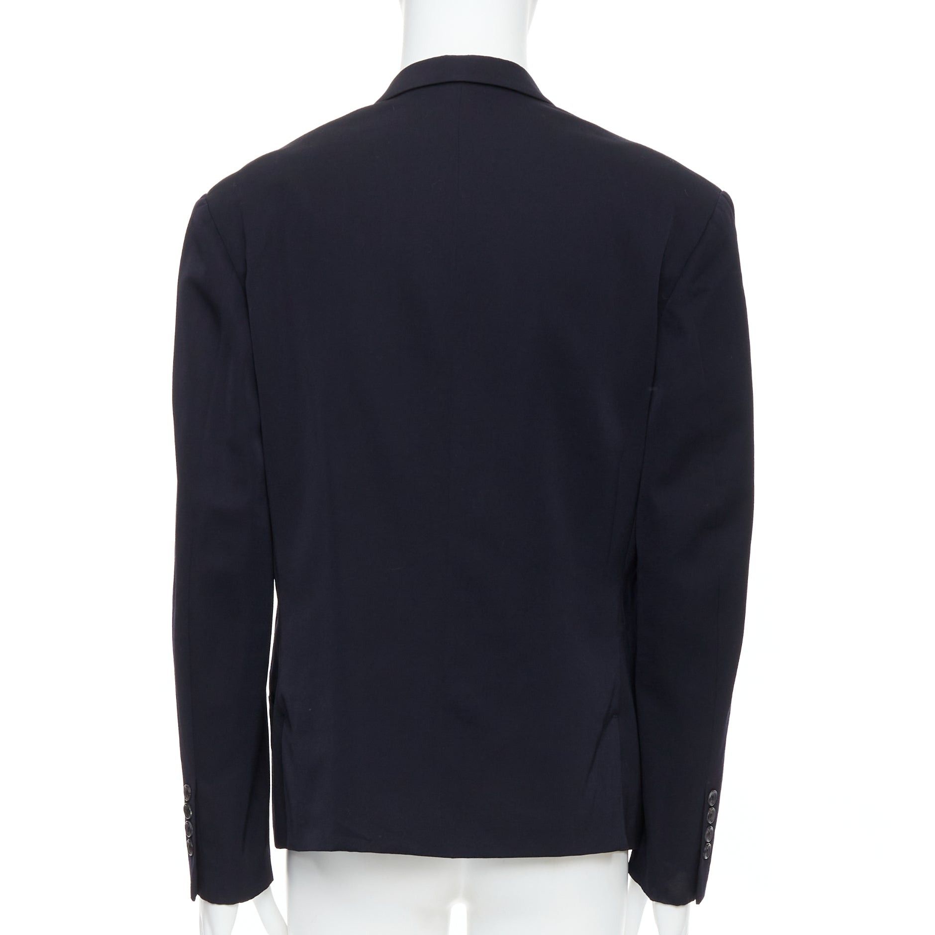 Yohji Yamamoto YOHJI YAMAMOTO black 100% wool double collar deconstructed blazer S Size 46R - 6 Thumbnail