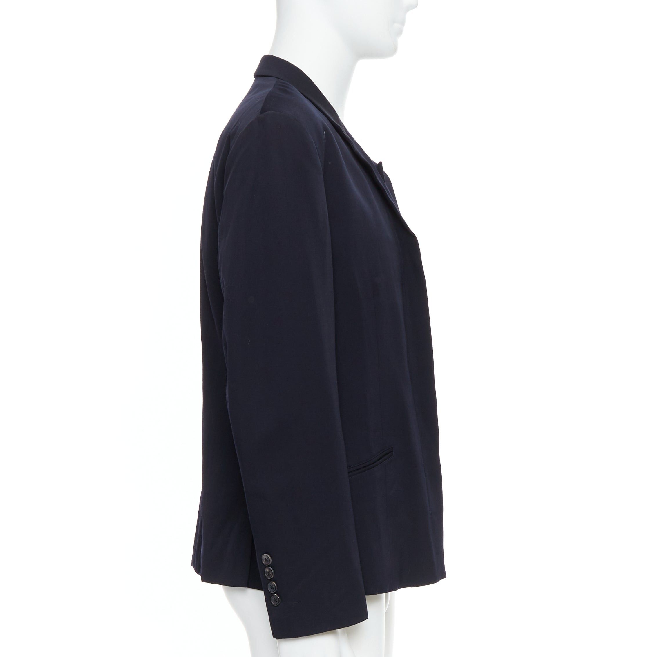 Yohji Yamamoto YOHJI YAMAMOTO black 100% wool double collar deconstructed blazer S Size 46R - 5 Thumbnail