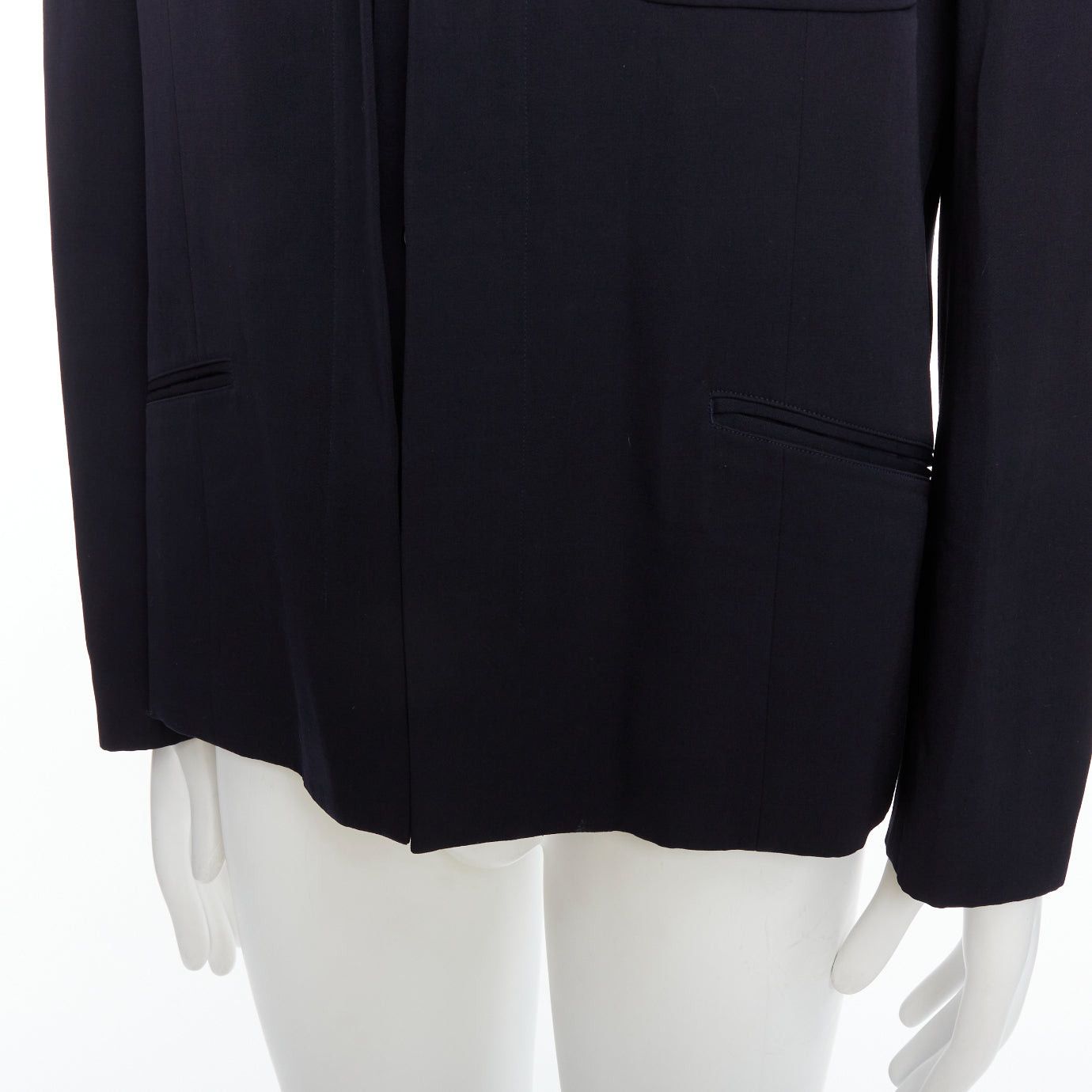 Yohji Yamamoto YOHJI YAMAMOTO black 100% wool double collar deconstructed blazer S Size 46R - 8 Thumbnail
