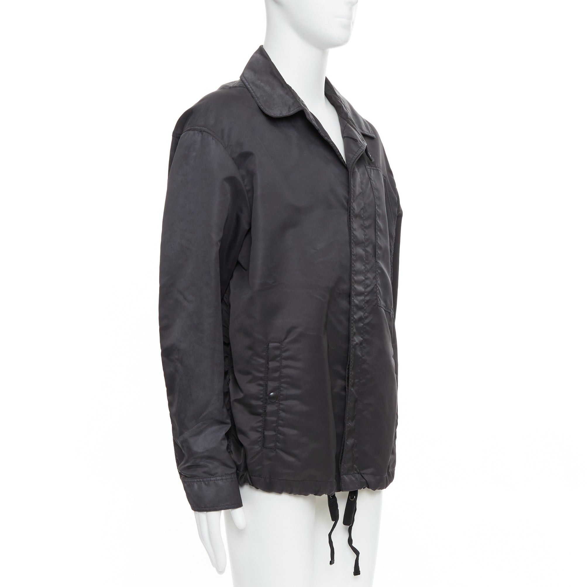 Lanvin LANVIN black distressed nylon black buttons drawstring anorak IT50 L Size US L / EU 52-54 / 3 - 4 Thumbnail