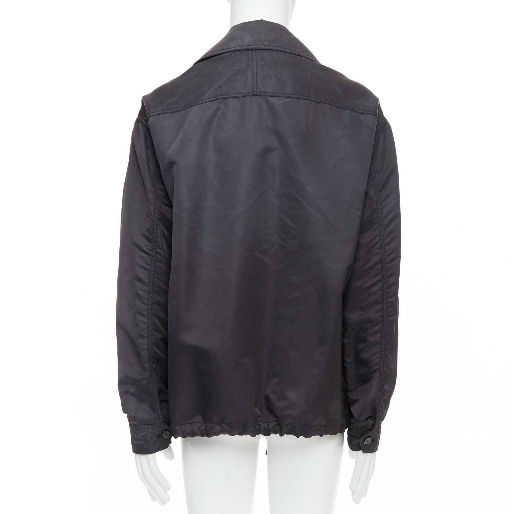 Lanvin LANVIN black distressed nylon black buttons drawstring anorak IT50 L Size US L / EU 52-54 / 3 - 6 Thumbnail