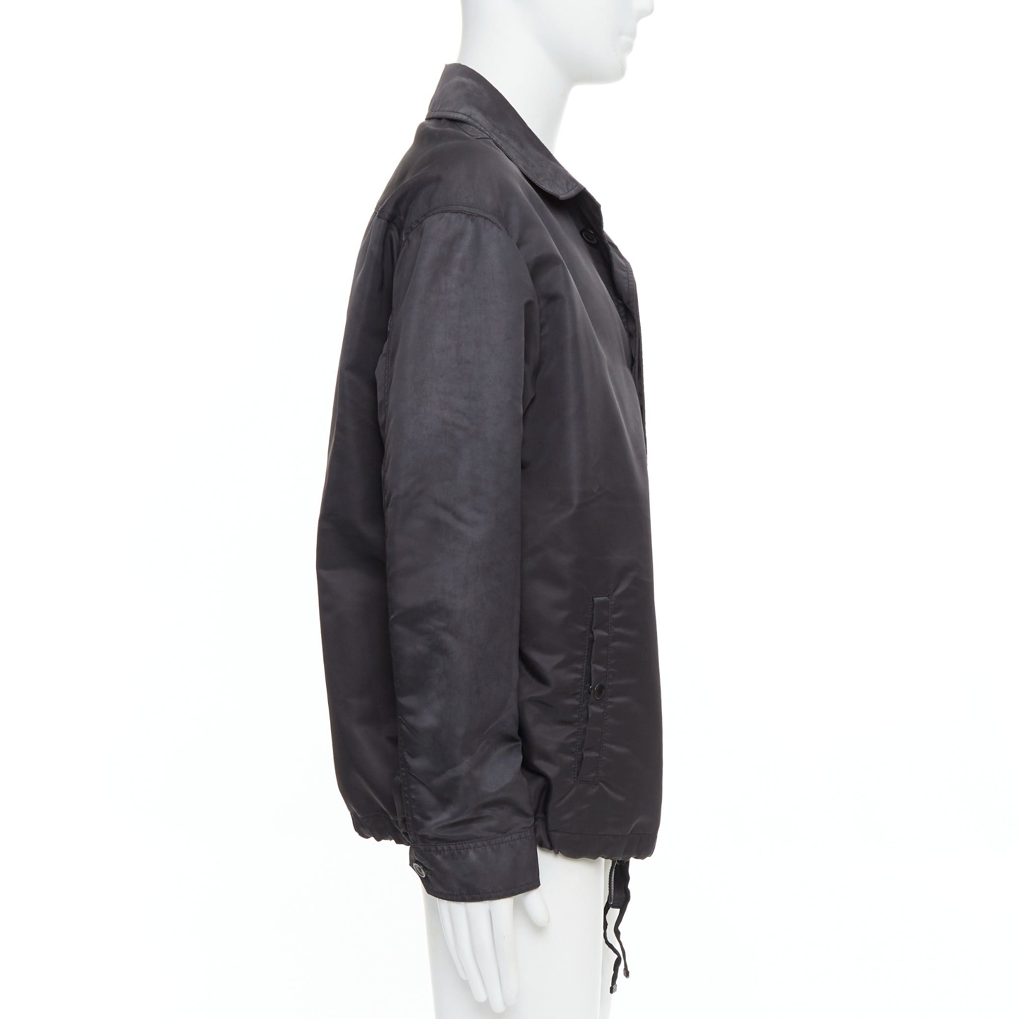 Lanvin LANVIN black distressed nylon black buttons drawstring anorak IT50 L Size US L / EU 52-54 / 3 - 5 Thumbnail