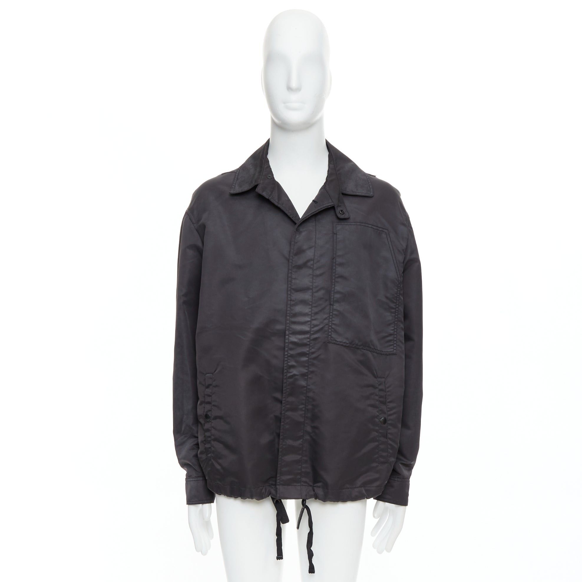 Lanvin LANVIN black distressed nylon black buttons drawstring anorak IT50 L Size US L / EU 52-54 / 3 - 10 Thumbnail