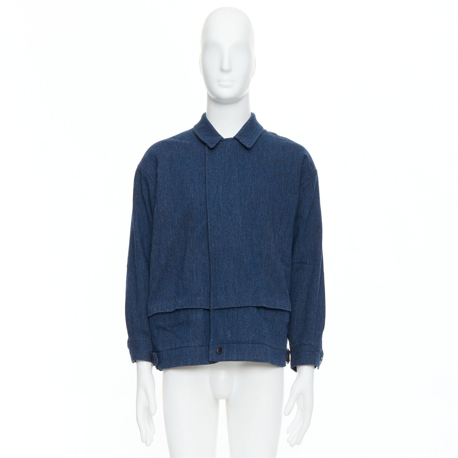 Yohji Yamamoto YOHJI YAMAMOTO Y's blue wool cotton blend minimal zip bomber jacket Size US M / EU 48-50 / 2 - 9 Thumbnail