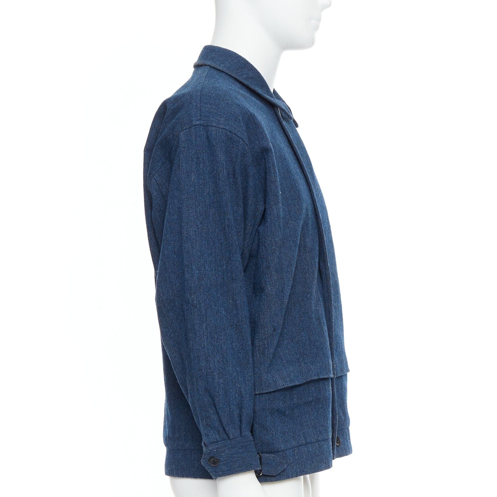 Yohji Yamamoto YOHJI YAMAMOTO Y's blue wool cotton blend minimal zip bomber jacket Size US M / EU 48-50 / 2 - 4 Thumbnail