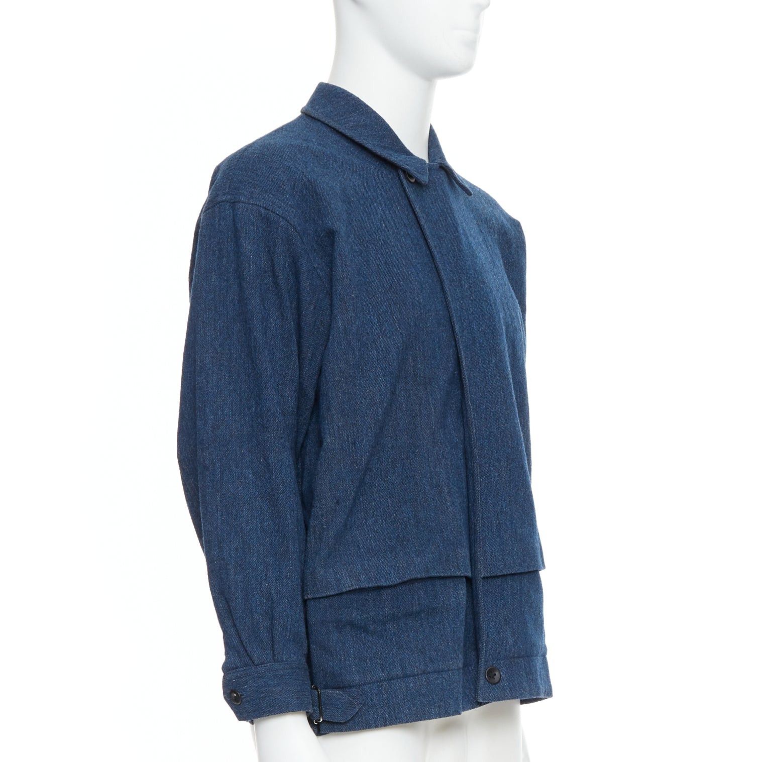 Yohji Yamamoto YOHJI YAMAMOTO Y's blue wool cotton blend minimal zip bomber jacket Size US M / EU 48-50 / 2 - 3 Thumbnail