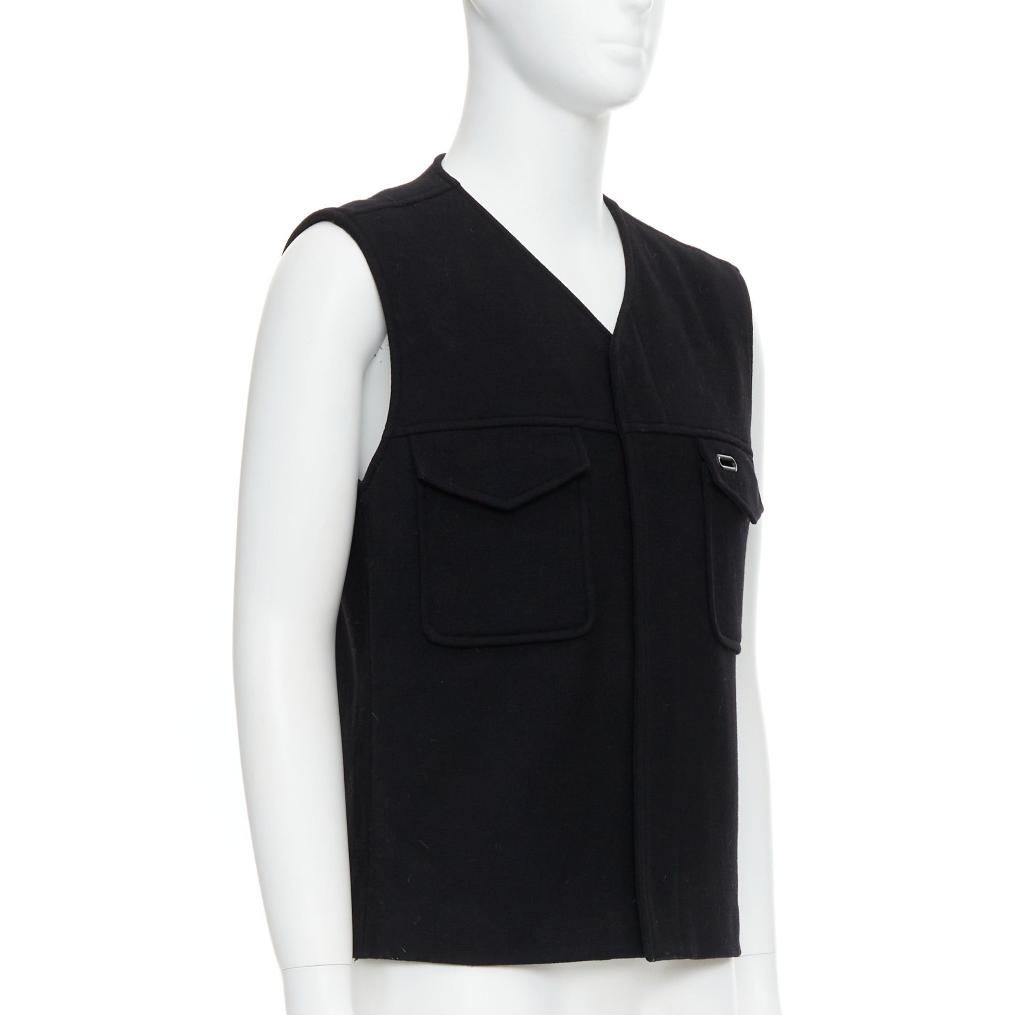 Maison Margiela MAISON MARGIELA black wool blend oval grommet pocket vest IT46 S Size US S / EU 44-46 / 1 - 3 Thumbnail