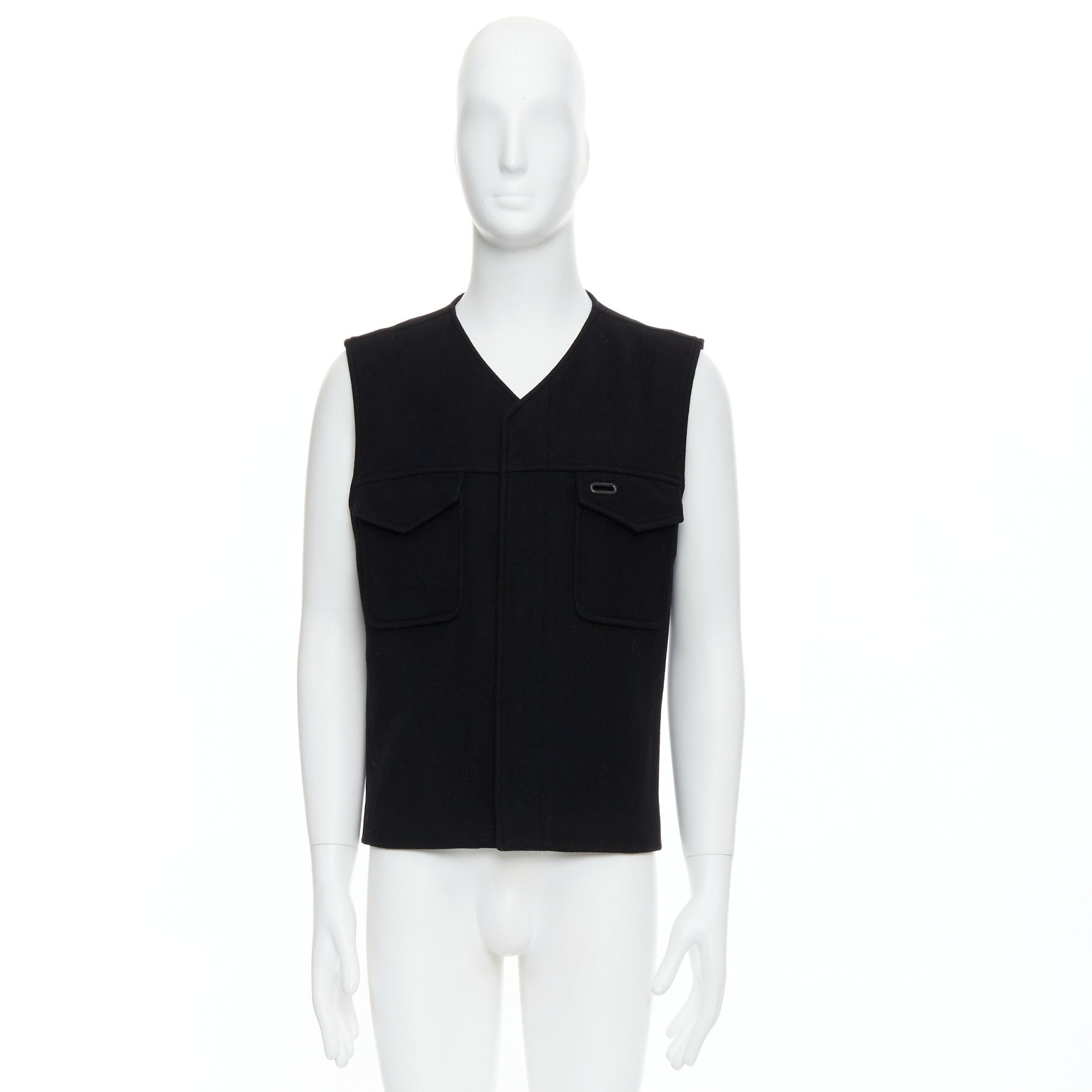 Maison Margiela MAISON MARGIELA black wool blend oval grommet pocket vest IT46 S Size US S / EU 44-46 / 1 - 9 Thumbnail