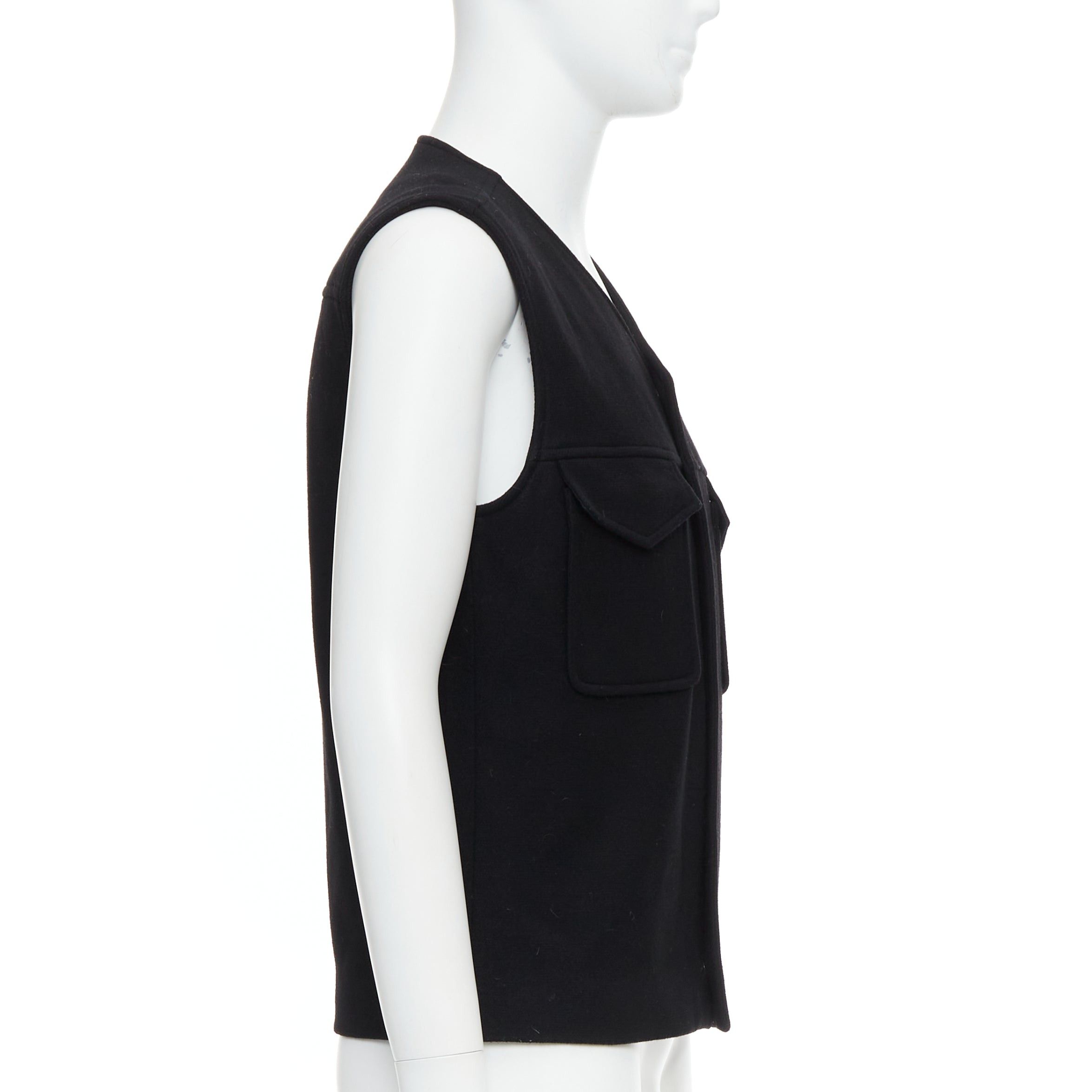 Maison Margiela MAISON MARGIELA black wool blend oval grommet pocket vest IT46 S Size US S / EU 44-46 / 1 - 4 Thumbnail