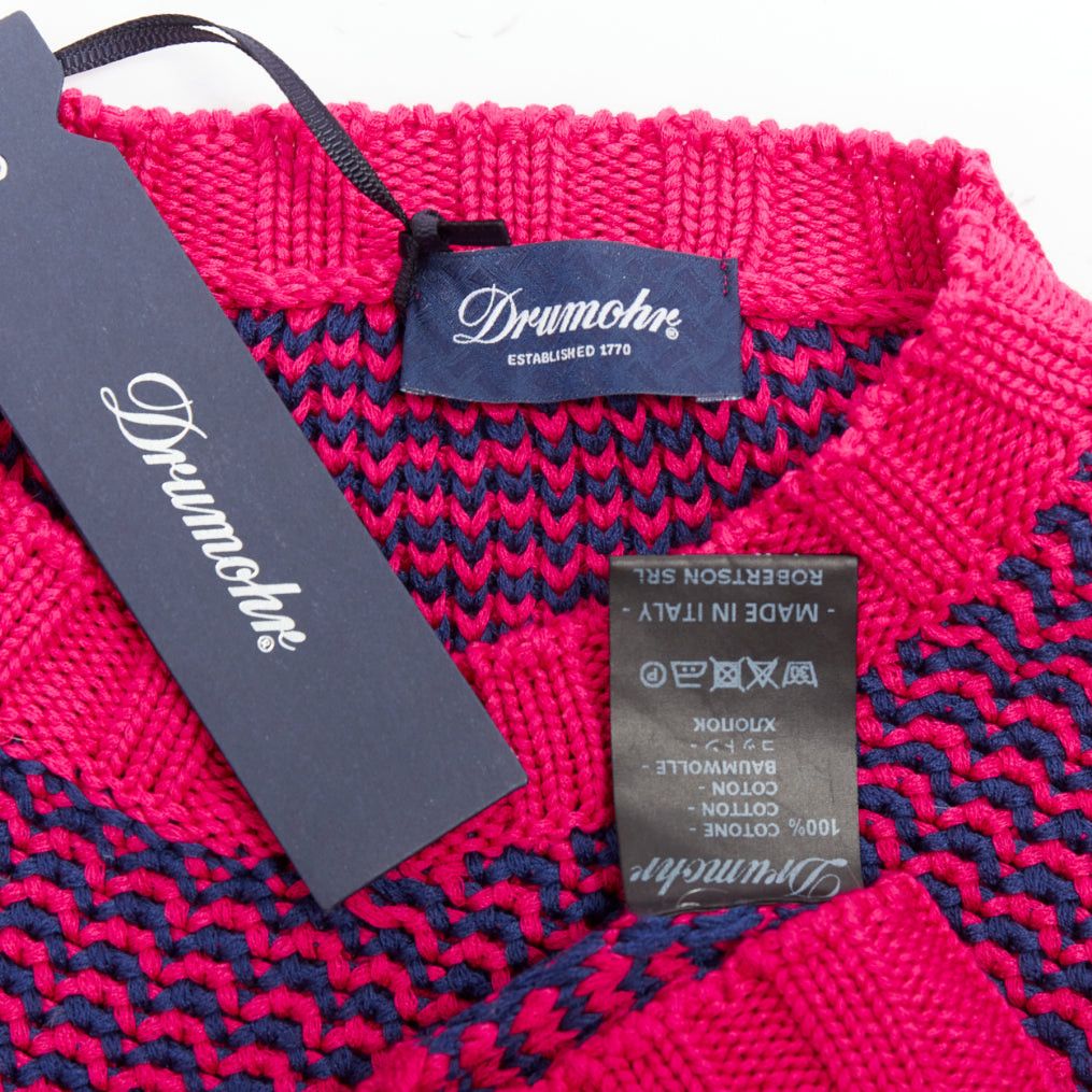 Drumohr DRUMOHR pink violet cotton knit scallop collar crew sweater IT48 M Size US M / EU 48-50 / 2 - 8 Thumbnail
